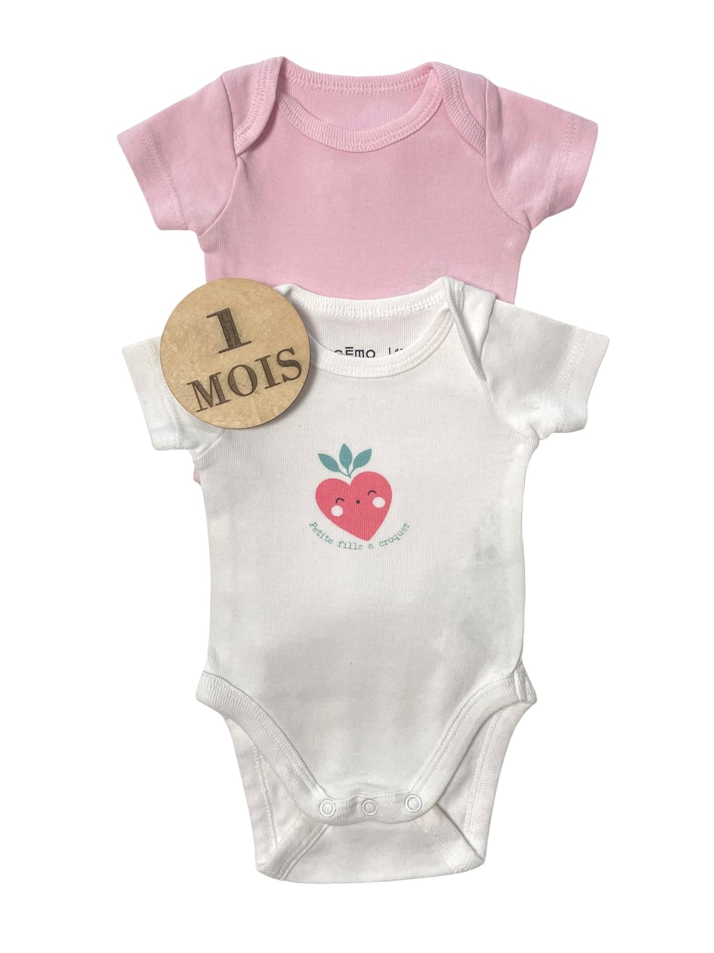 Lot 2 bodies rose et blanc, Gémo