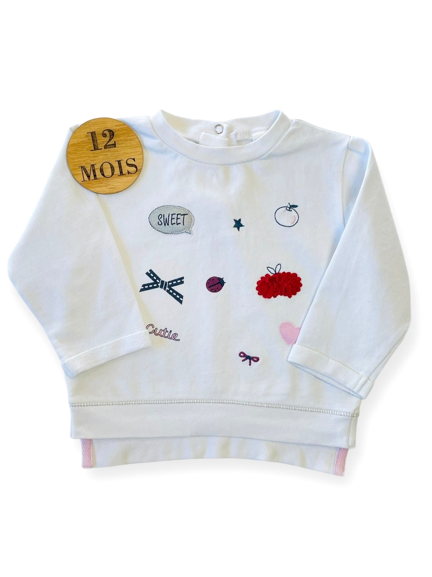 Sweat fin, blanc, Pommette