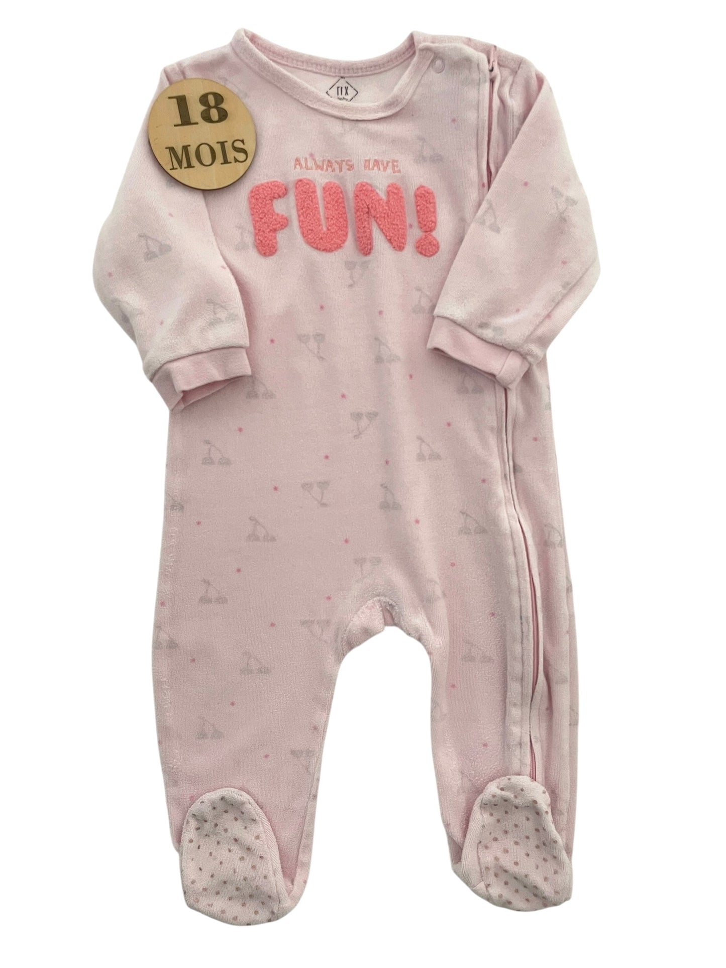Pyjama velours rose, fun, TEX