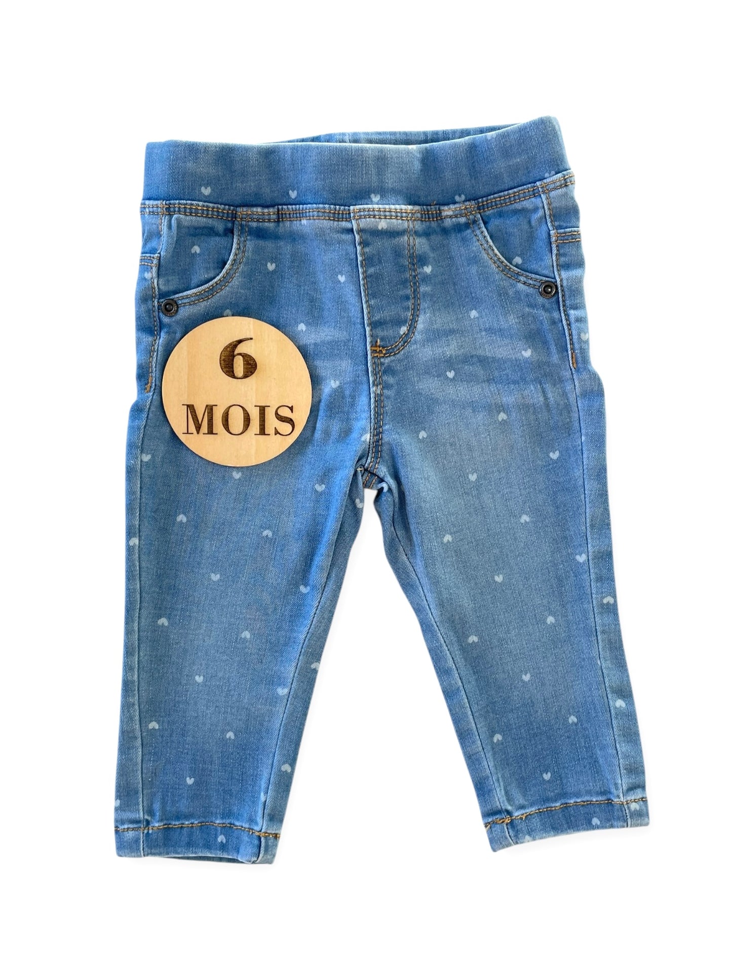 Jean bleu clair, taille élastique, Vertbaudet