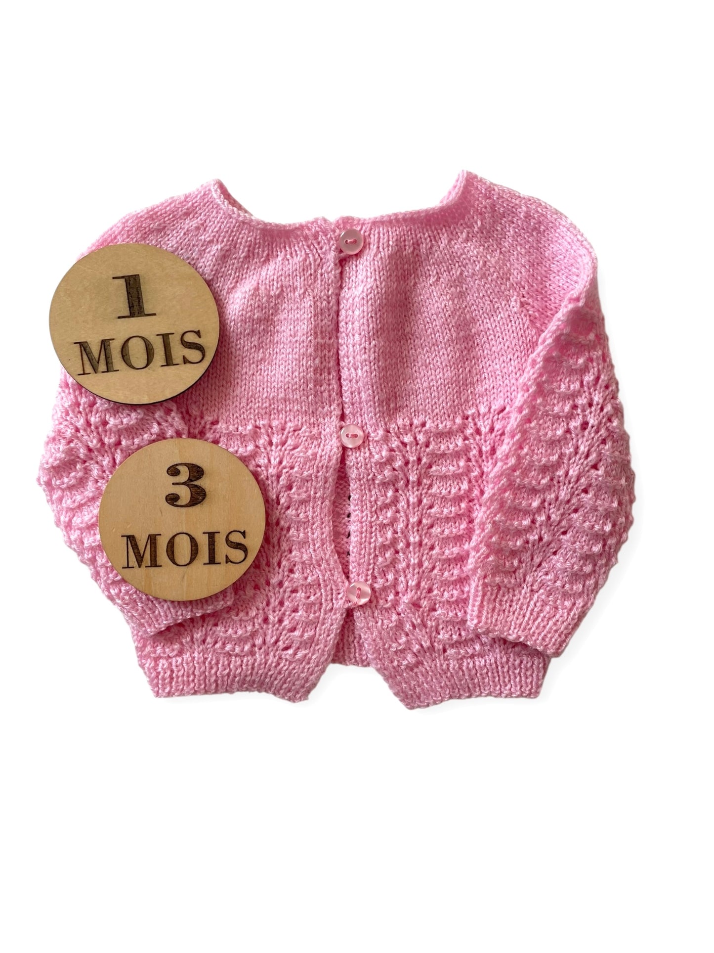 Gilet en mailles, rose, fait main