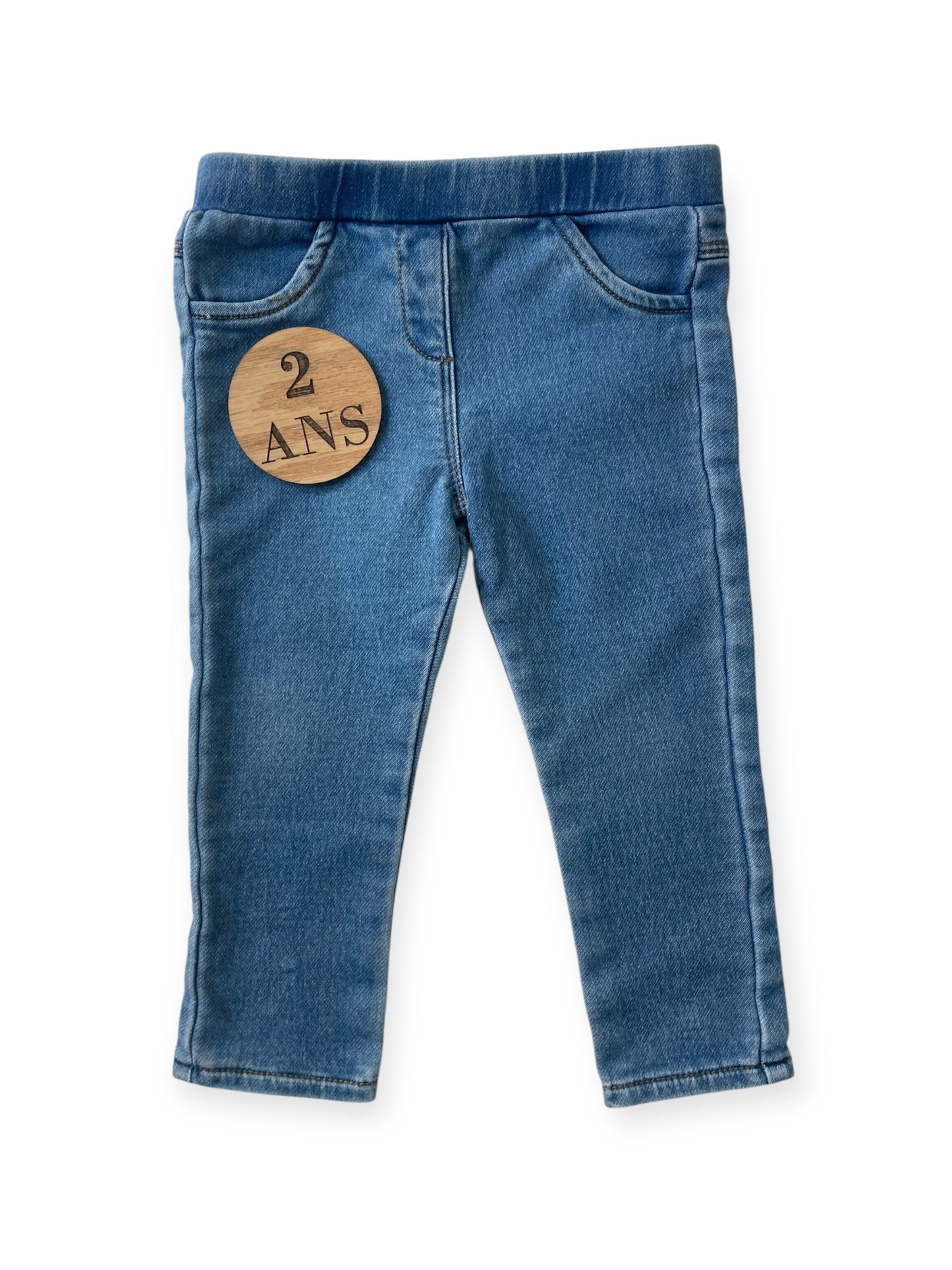 Jean bleu, taille élastique Kiabi