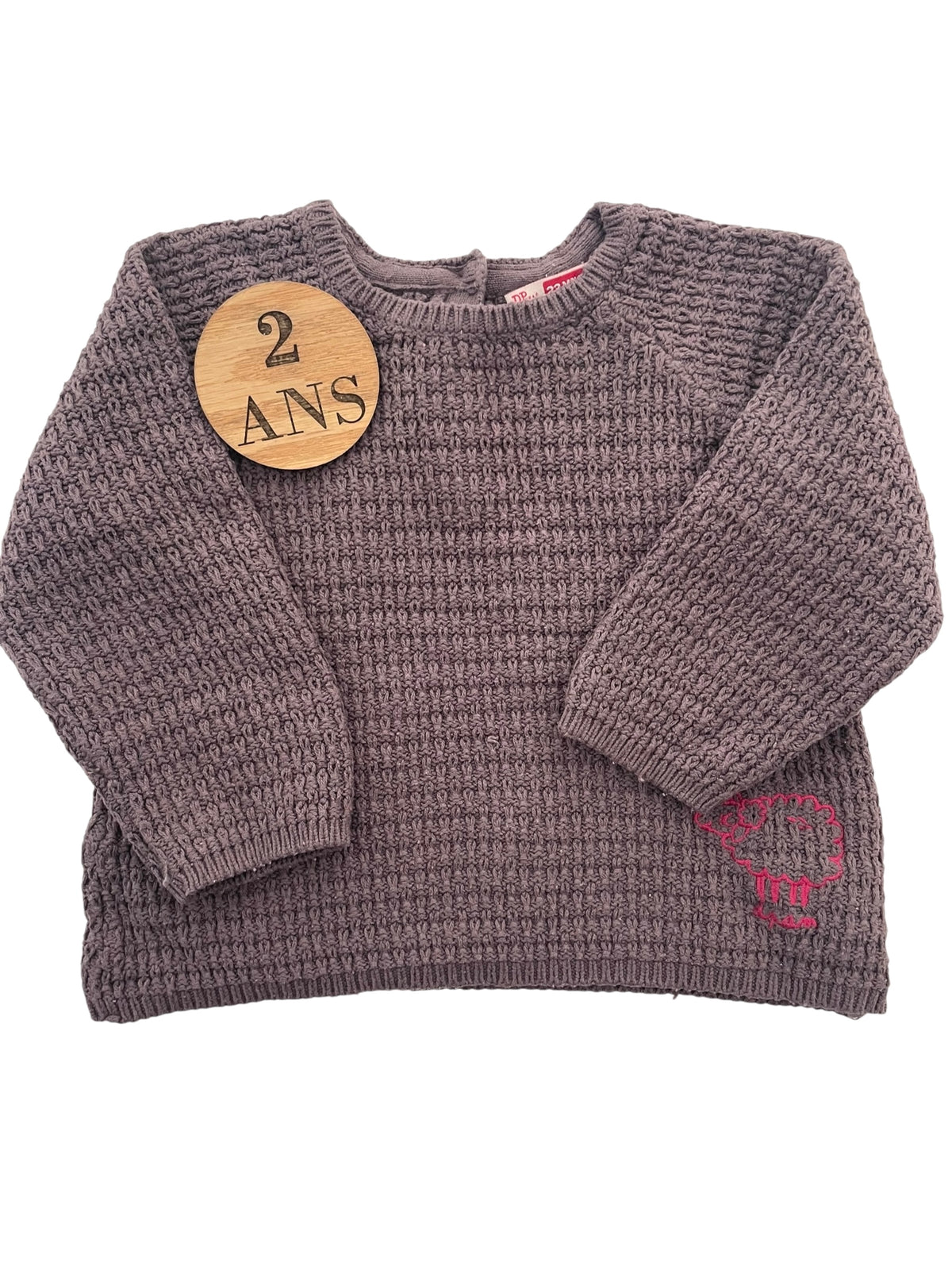Pull en mailles, marron/gris, DPAM