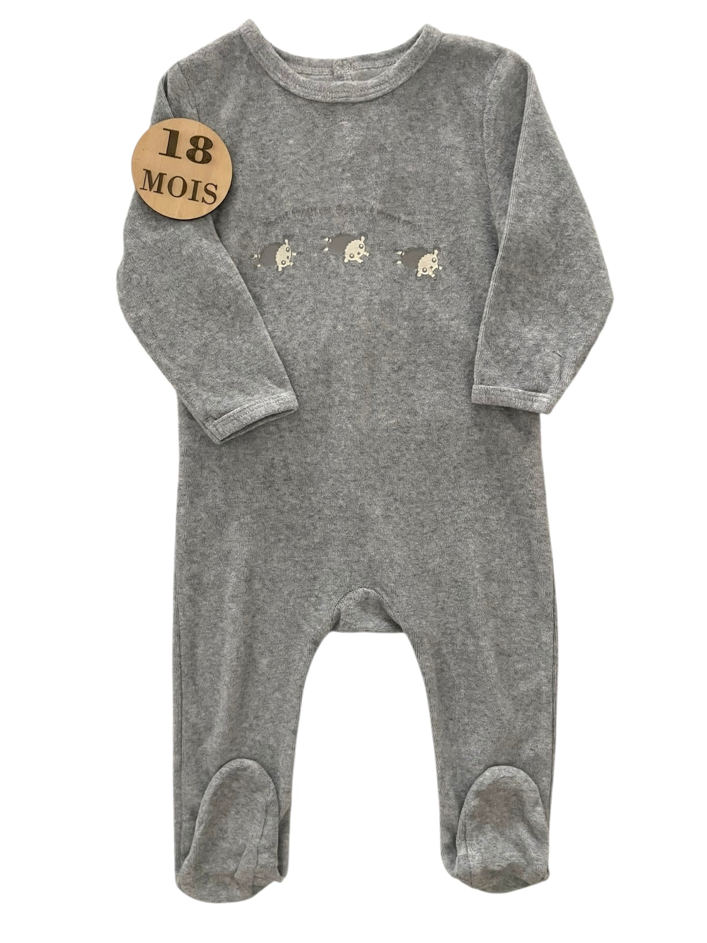 Pyjama velours, gris, Kimbaloo