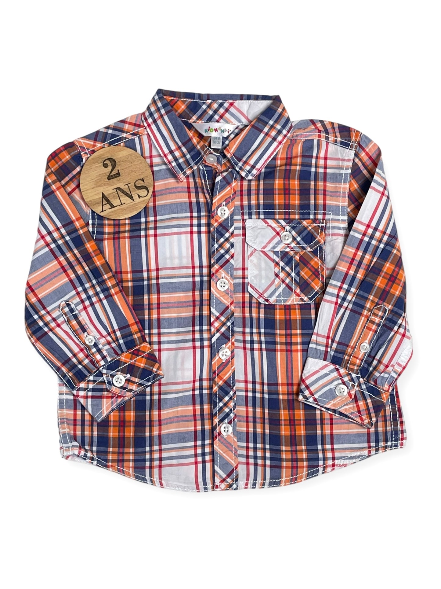 Chemise à carreaux, orange, Kimadi