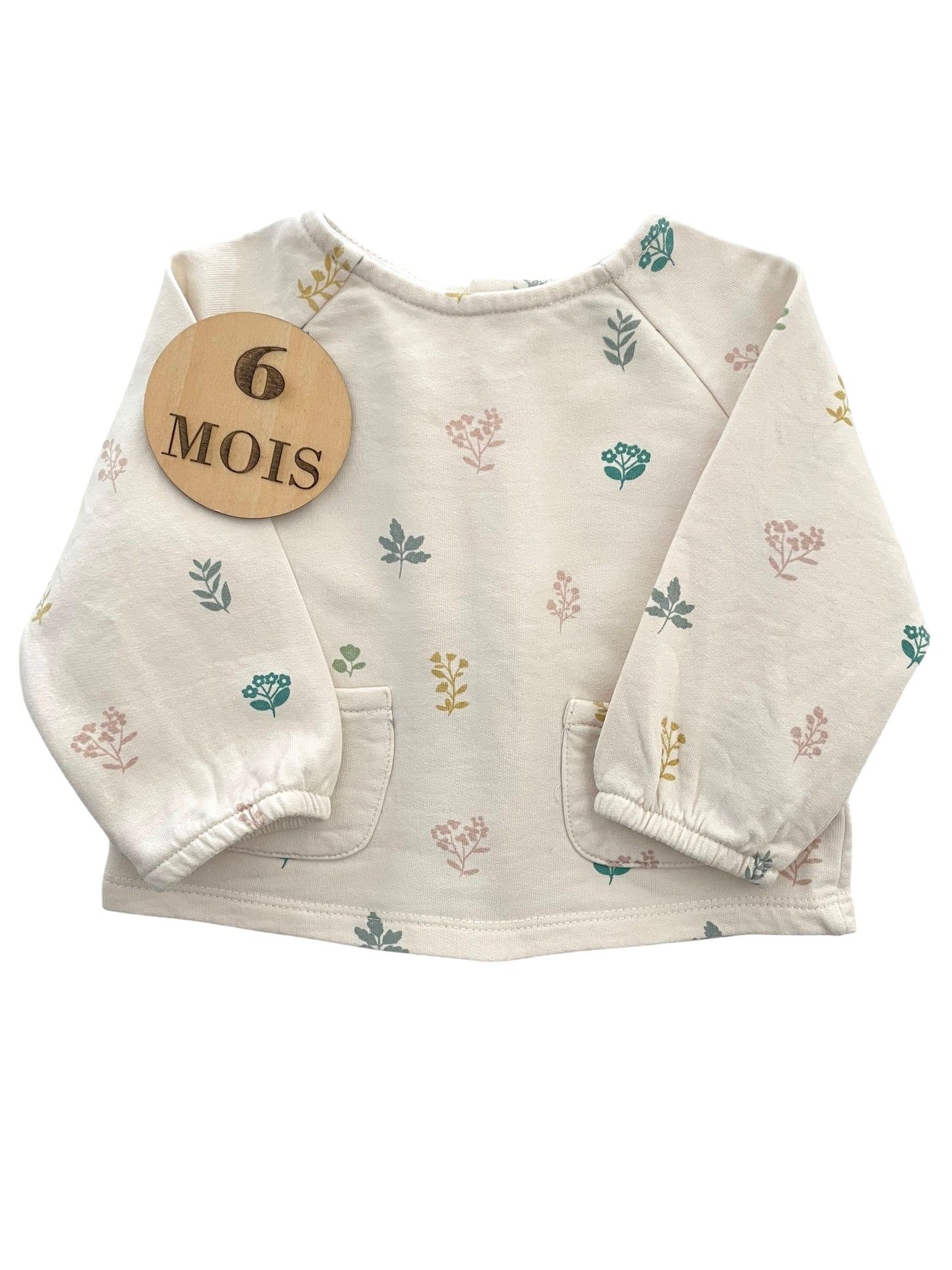Sweat écru, fleuri, Bout’chou