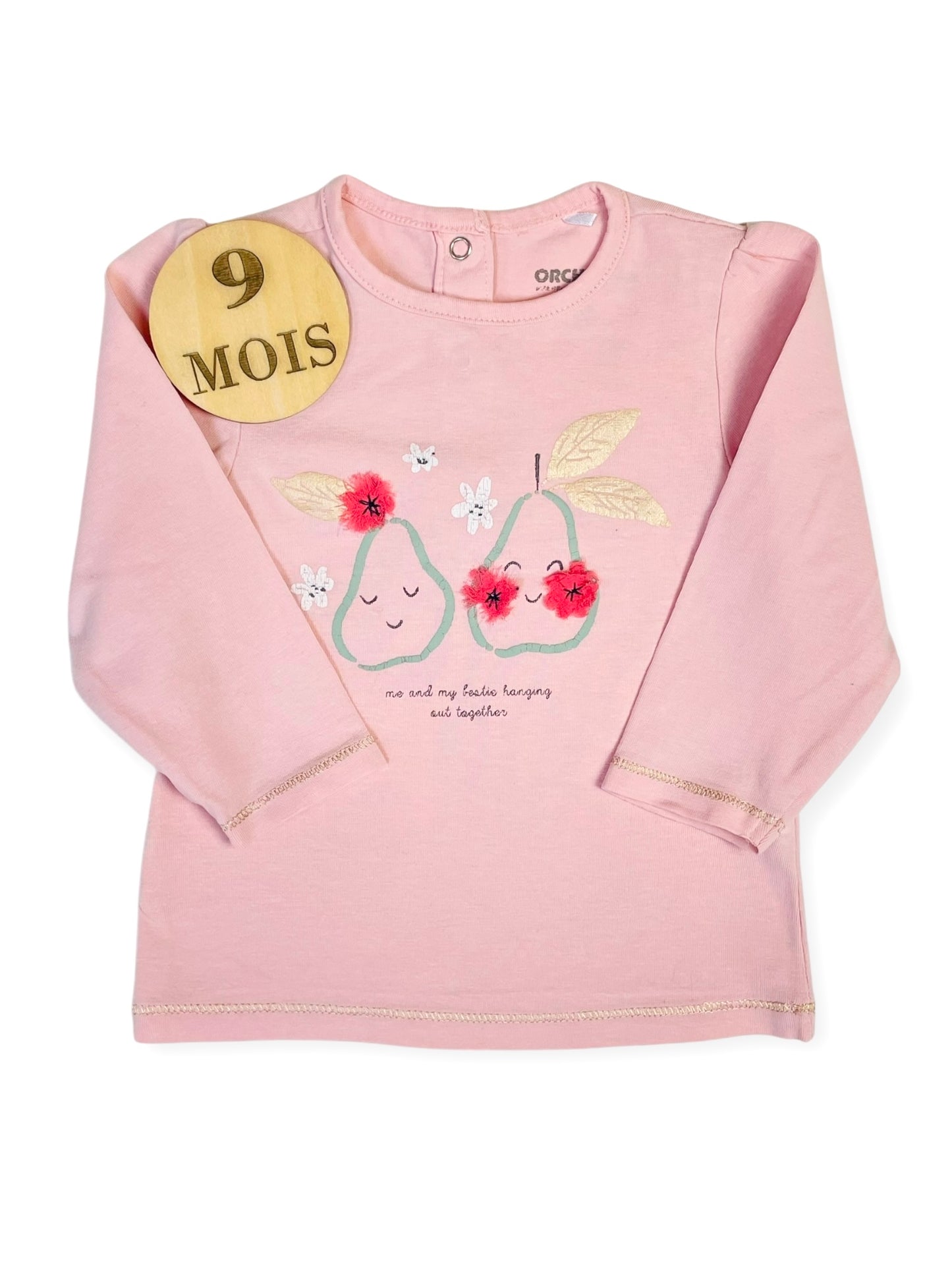 Tee-shirt, rose, poires, Orchestra