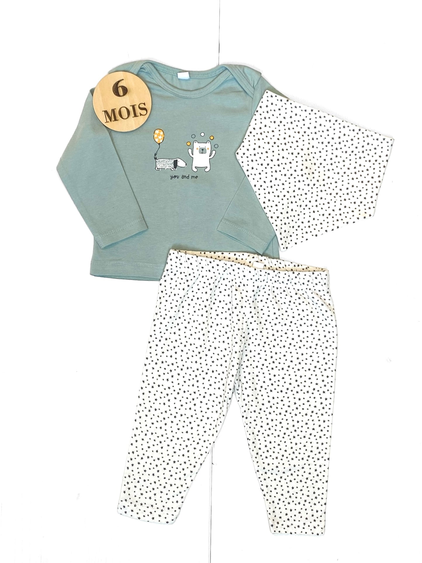 Ensemble 3 pièces, blanc et vert