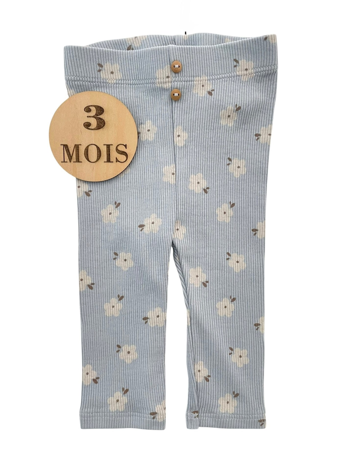 Legging côtelé, bleu fleuri, Kiabi