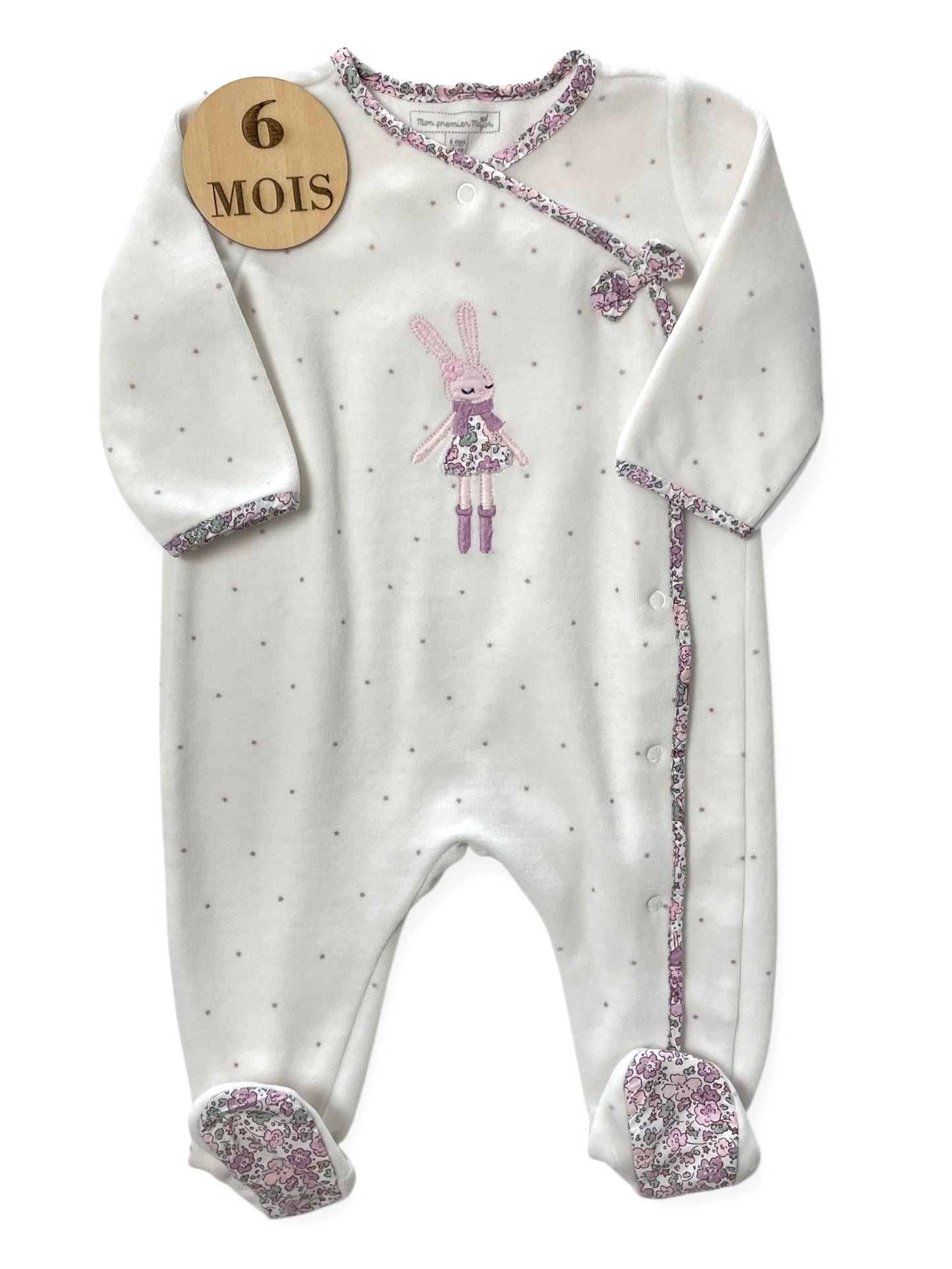 Pyjama velours écru, fleuri, Sergent Major