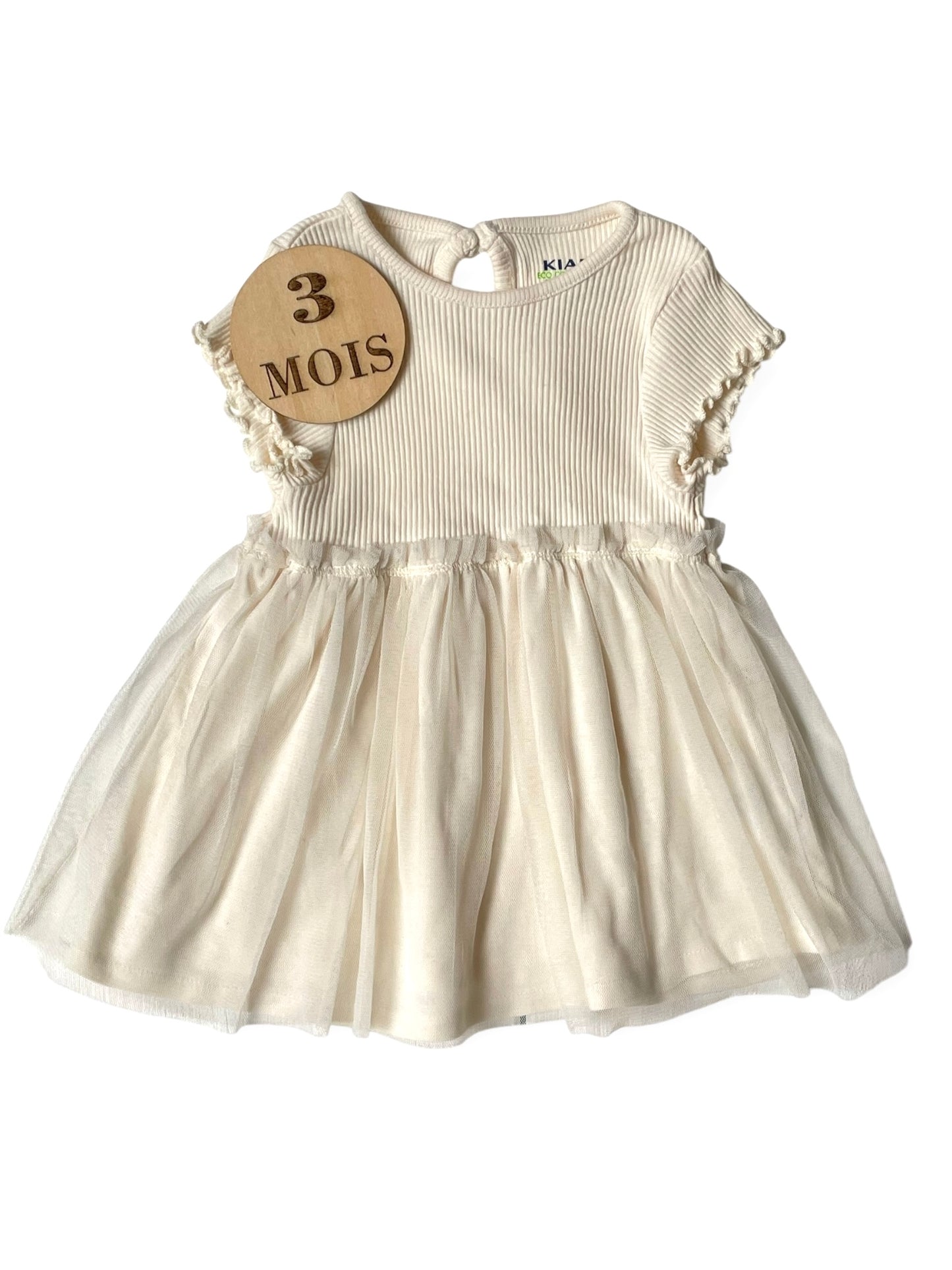 Robe écrue, jupe en tulle, doublée, Kiabi