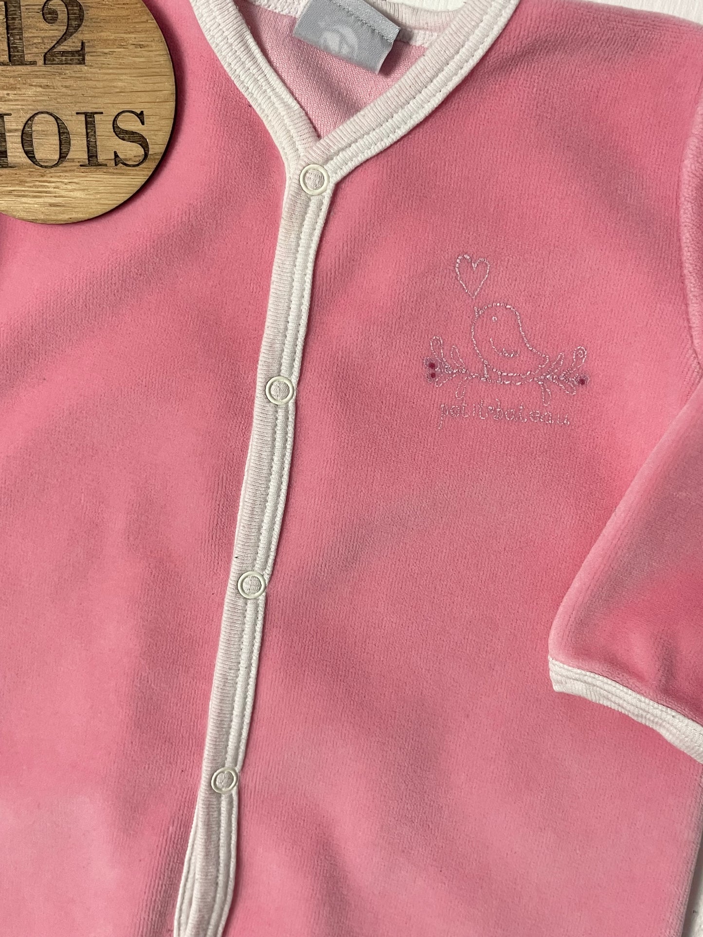 Pyjama velours, rose, Petit Bateau