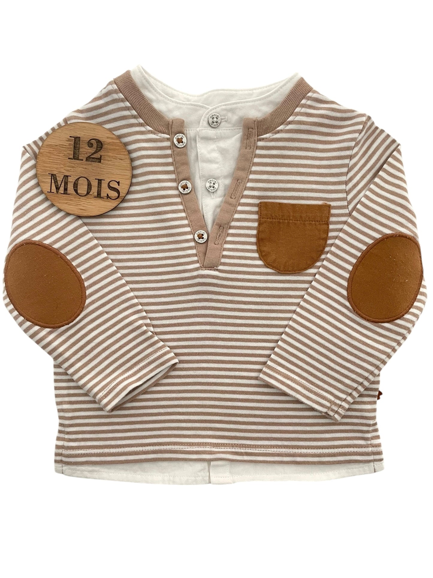 Ensemble tee-shirt rayé et salopette, 12 mois