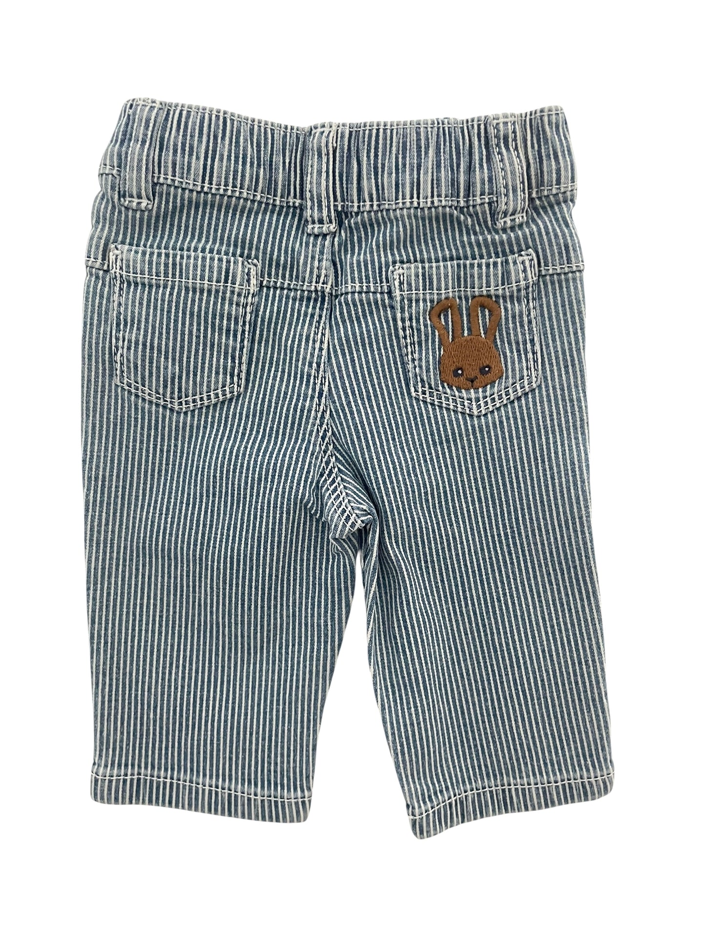 Jean bleu, rayé, coupe 3/4, Obaibi