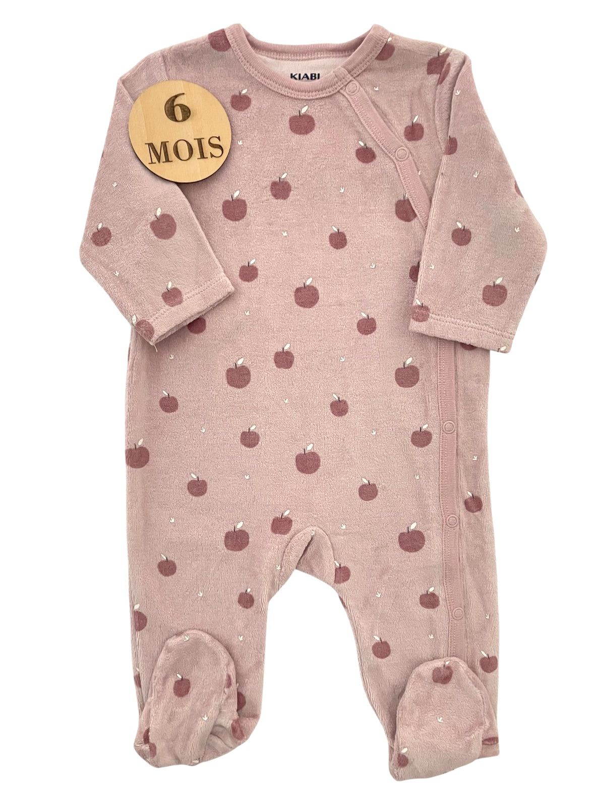 Pyjama velours rose, pommes, Kiabi