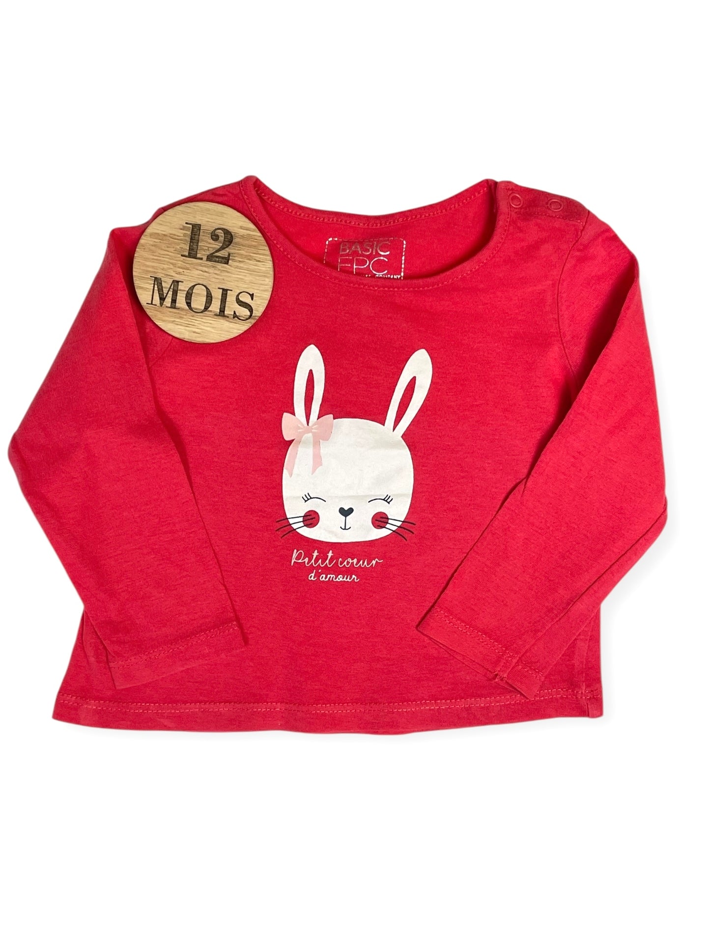 Tee-shirt rouge, lapin, Boîte à Malices