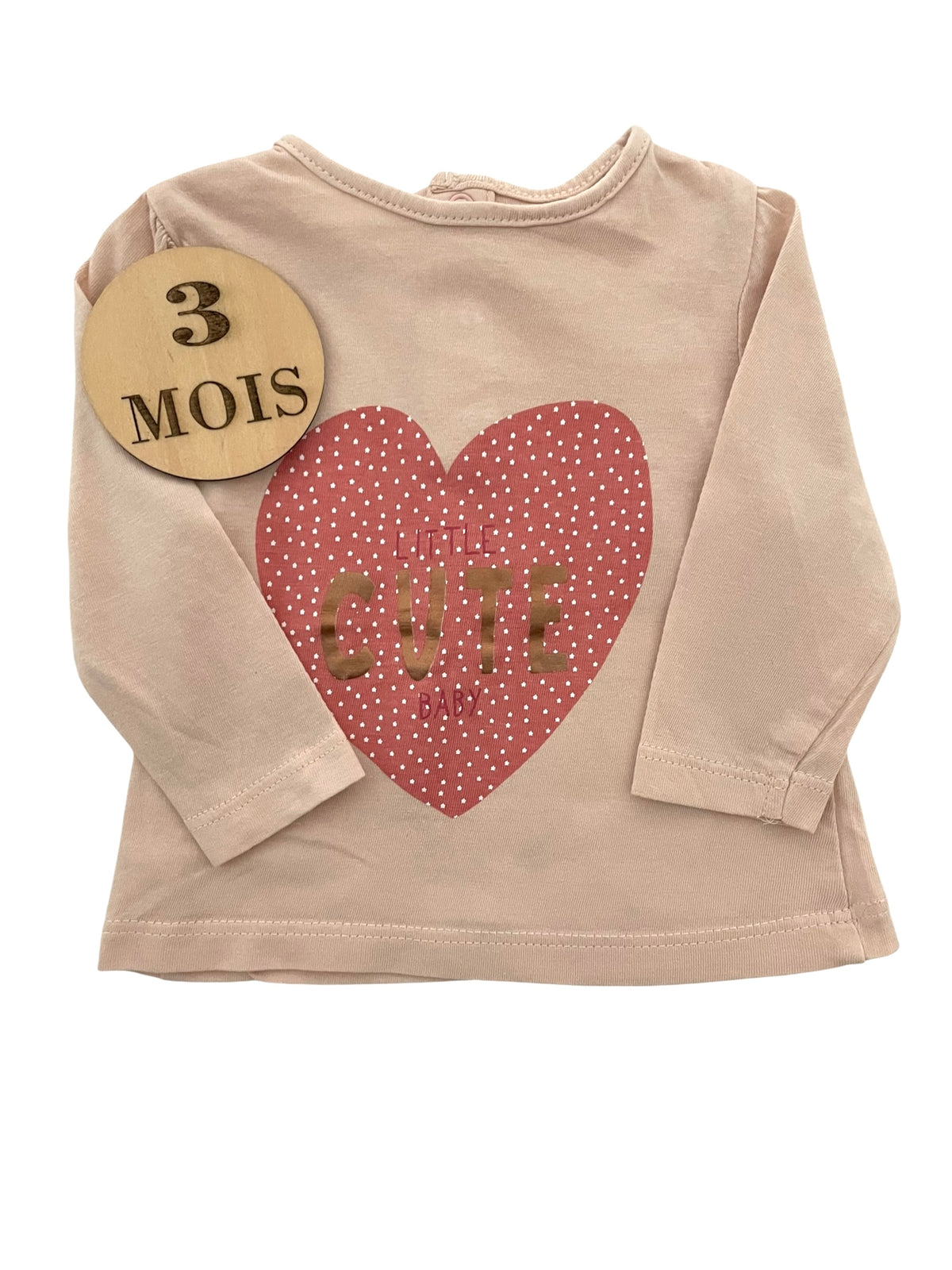 Tee-shirt rose clair, cœur, Bébé rêve