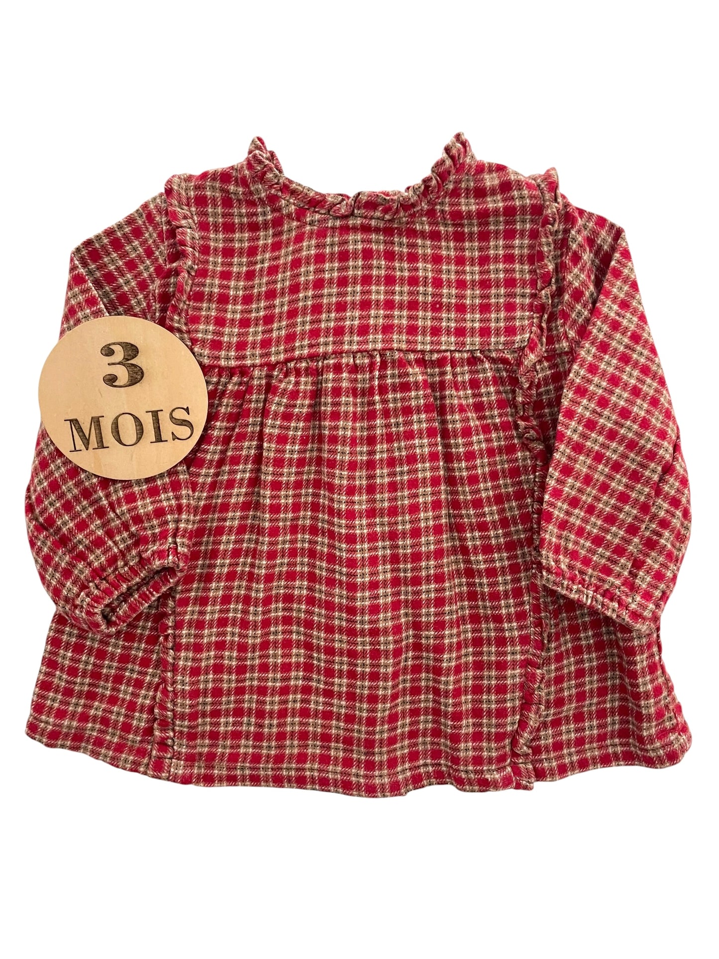 Blouse épaisse, vichy rouge, Kiabi