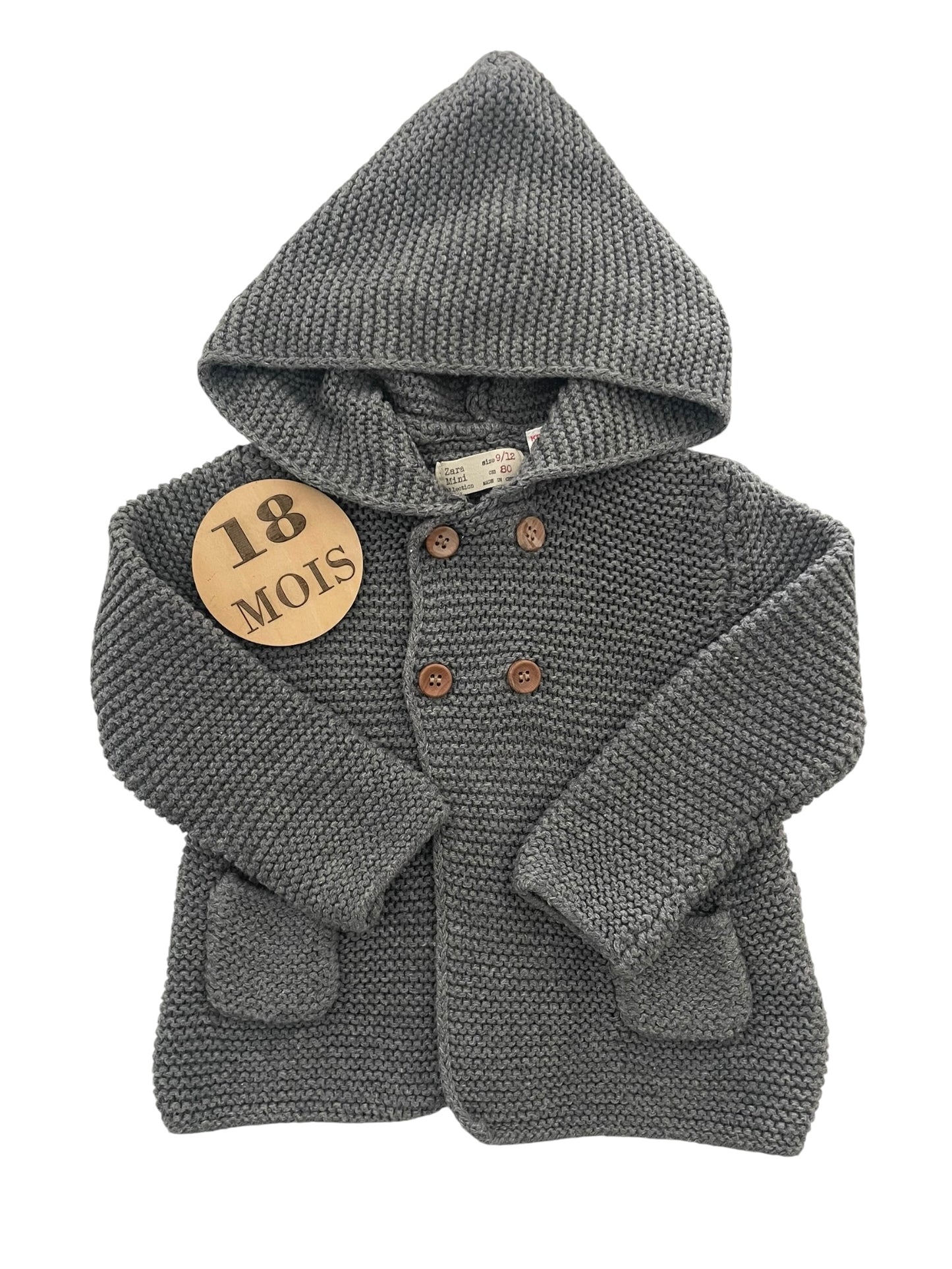 Gilet / veste, en mailles, gris, Zara