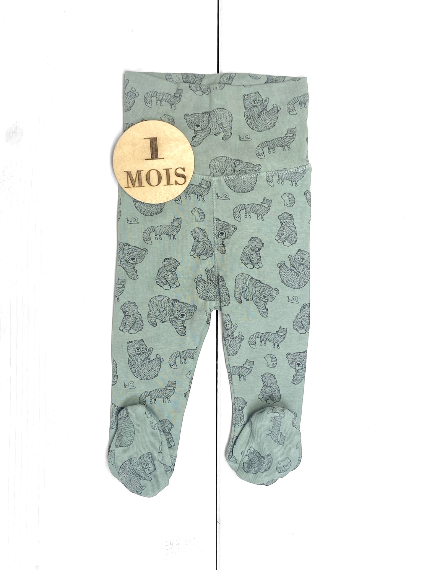 Legging à pieds, vert, ourson, H&M