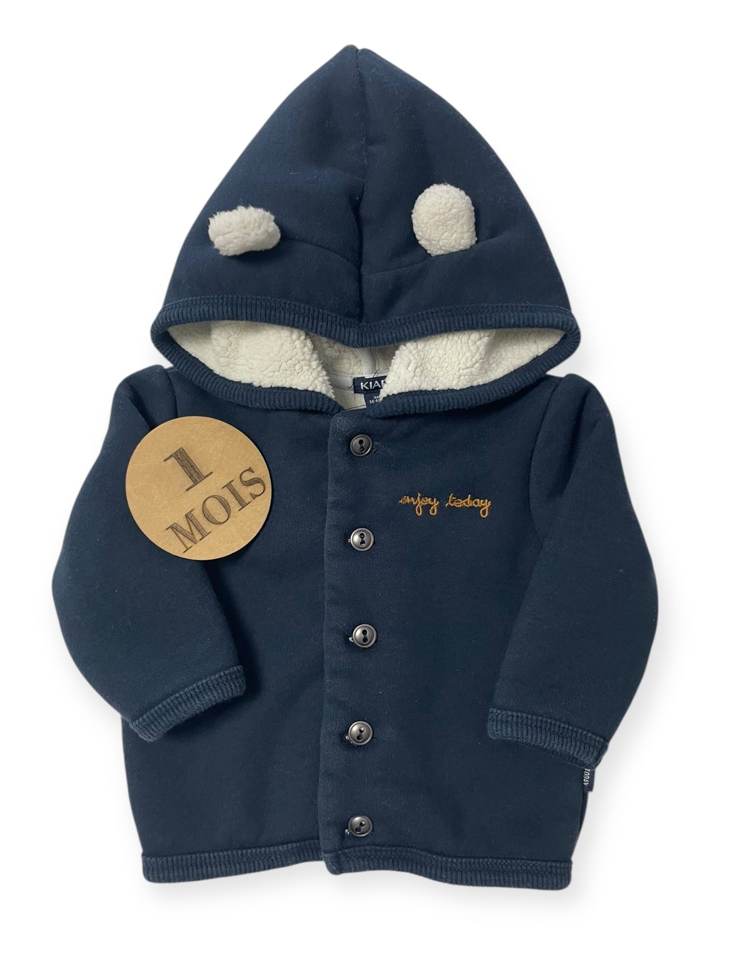 Manteau/ veste bleu-marine, fourrée, Kiabi