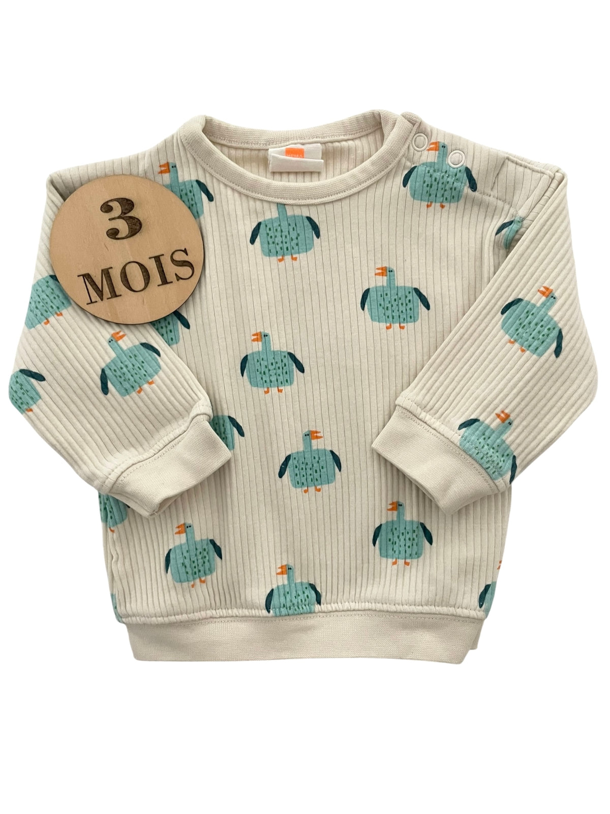 Pull fin crème, oiseaux, Hema