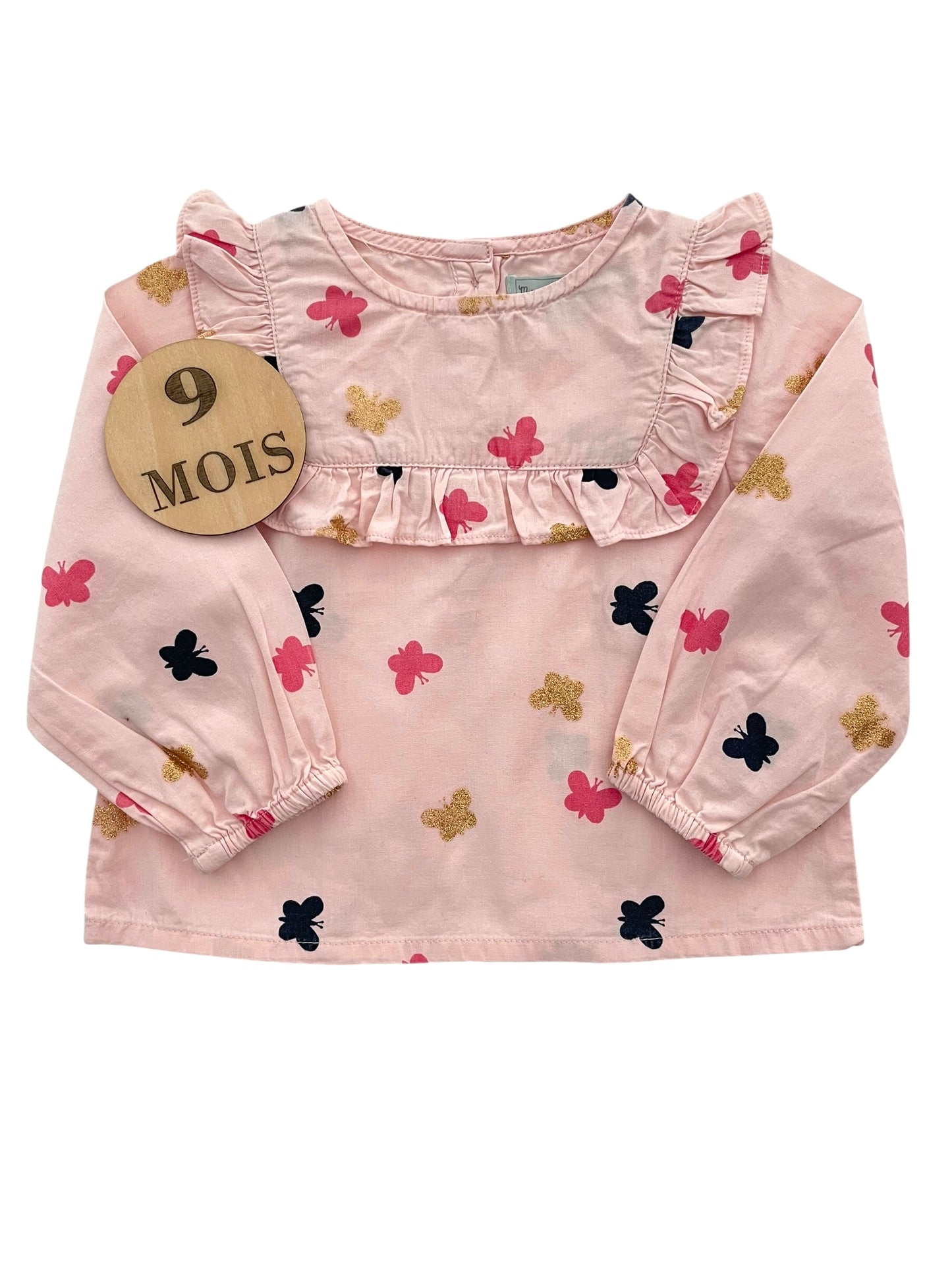 Blouse rose papillons, mes petits cailloux