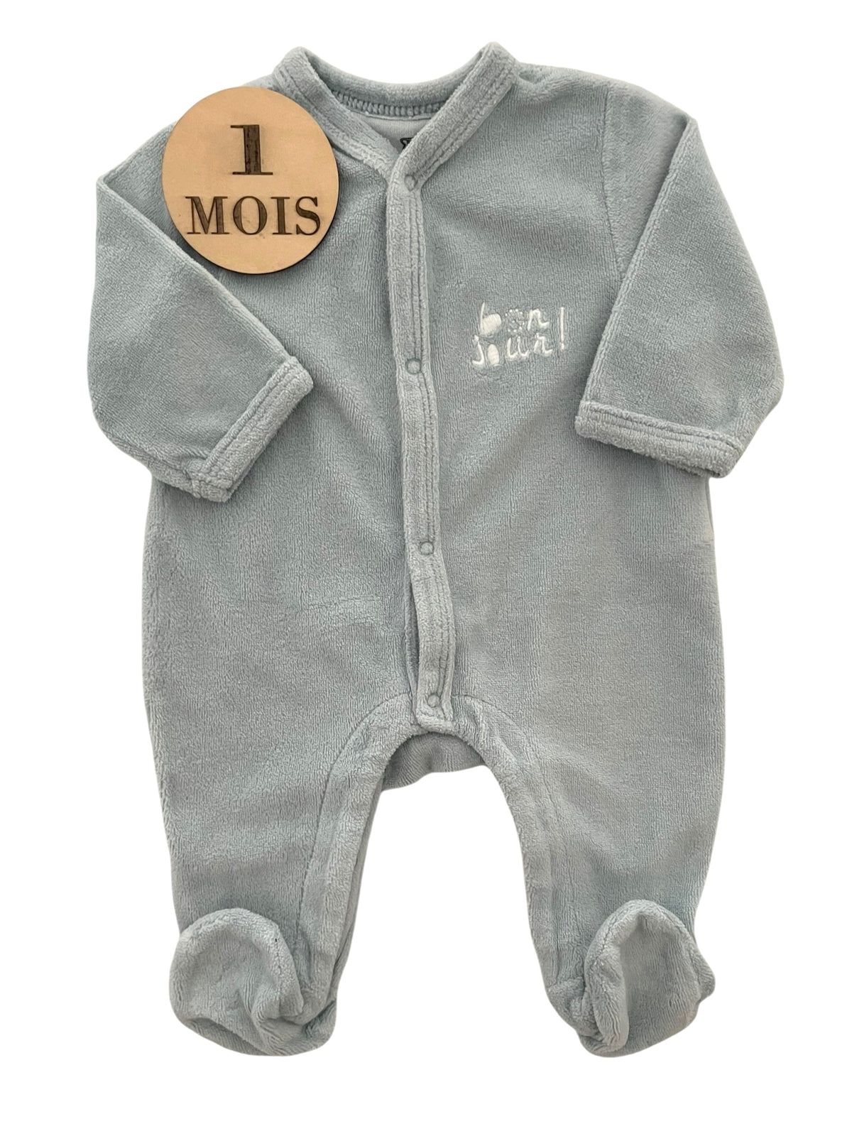 Pyjama velours bleu-gris, La redoute