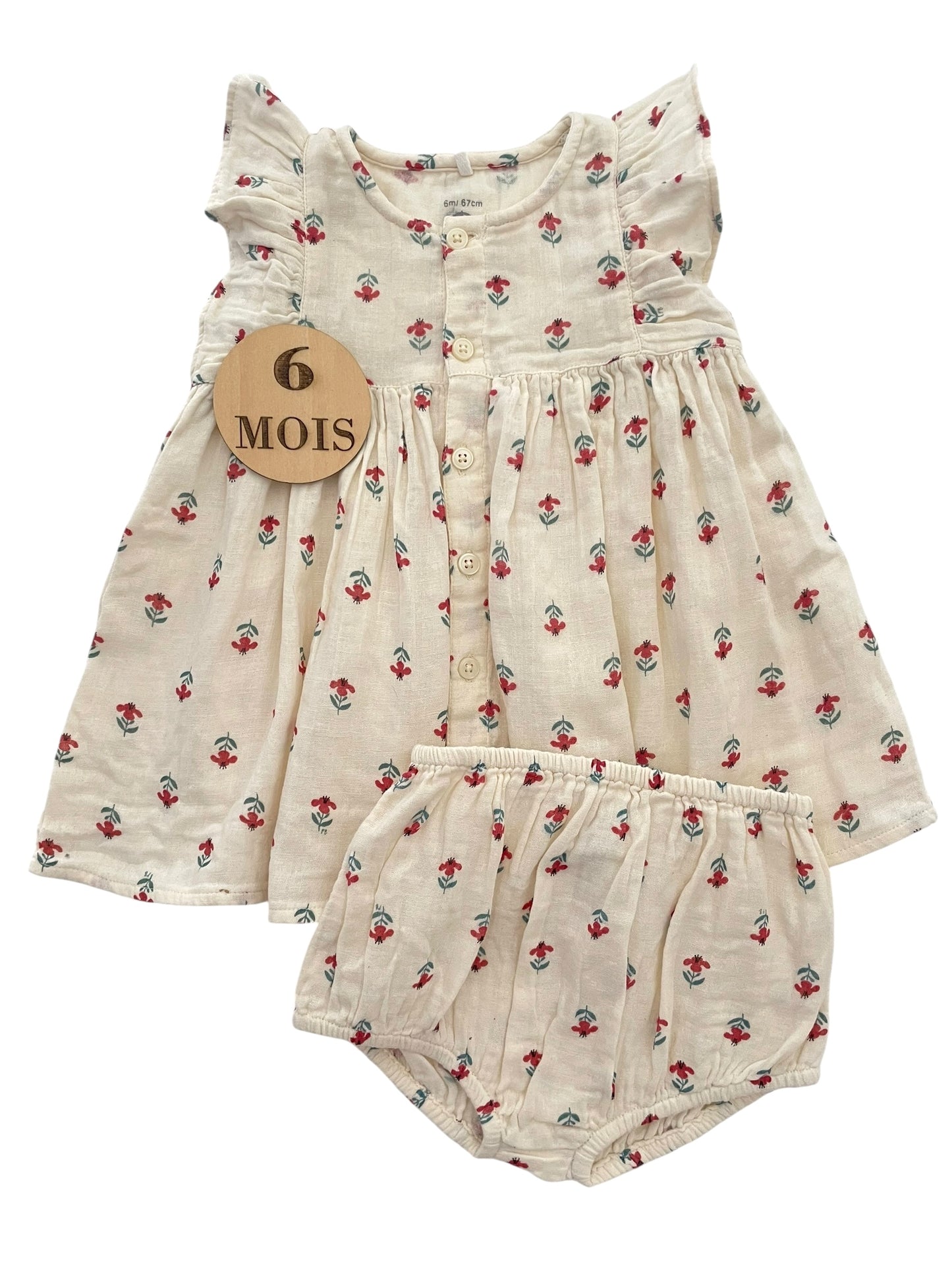 Robe + bloomer, fleuris, gaze de coton , Petit Bateau