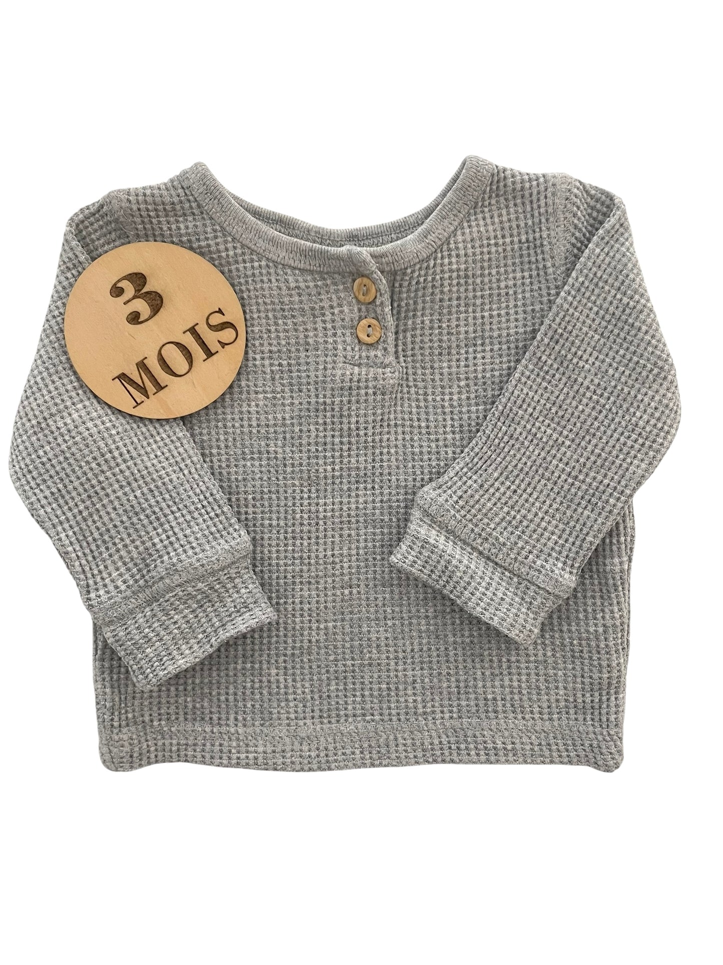 Tee-shirt gaufré, gris, H&M