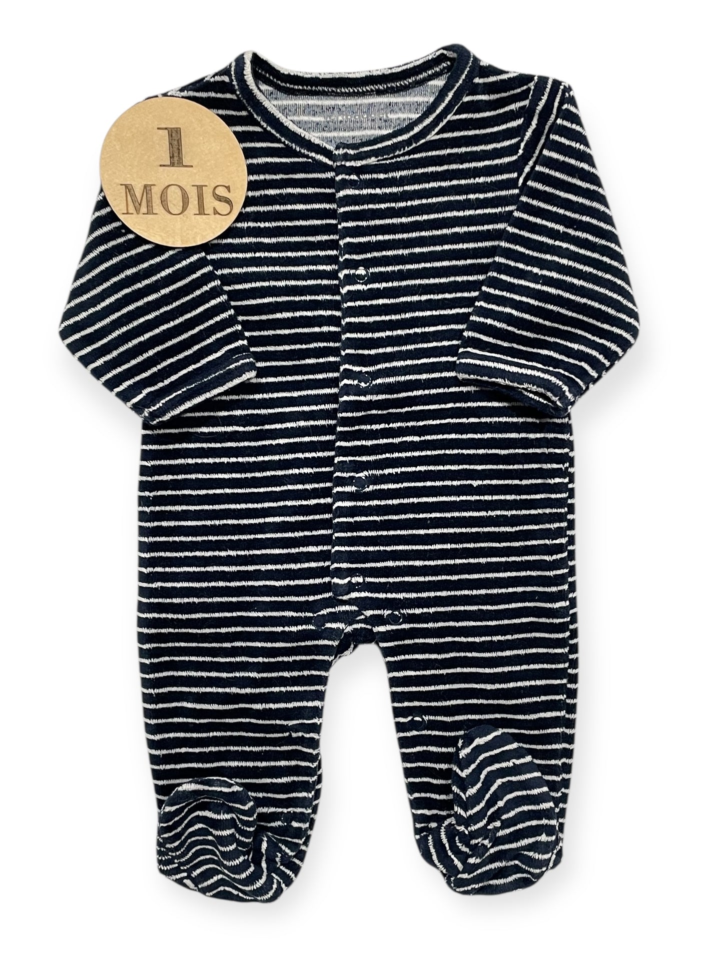 Pyjama velours, rayé, Vertbaudet