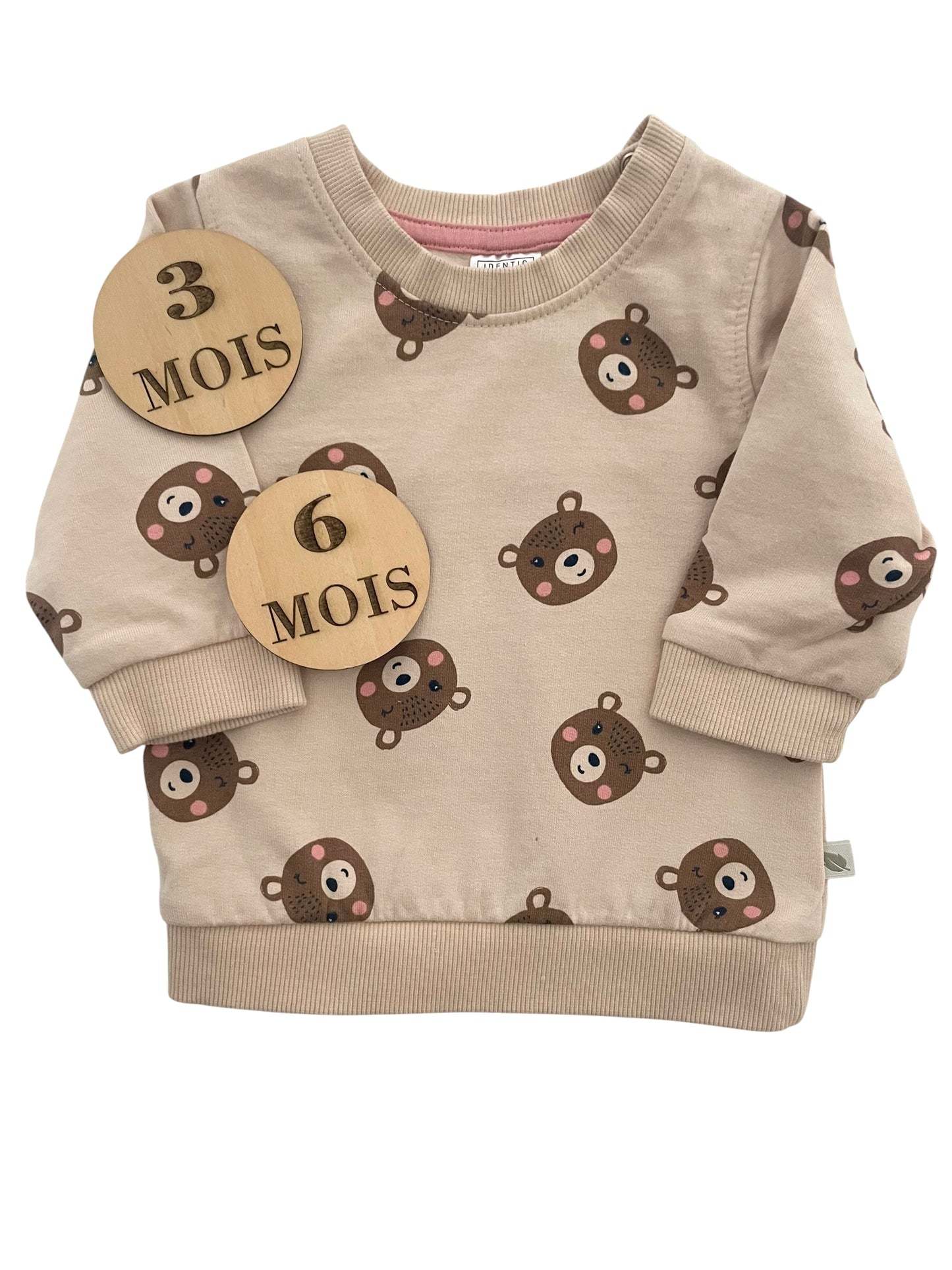 Sweat fin beige, oursons, identic Nature
