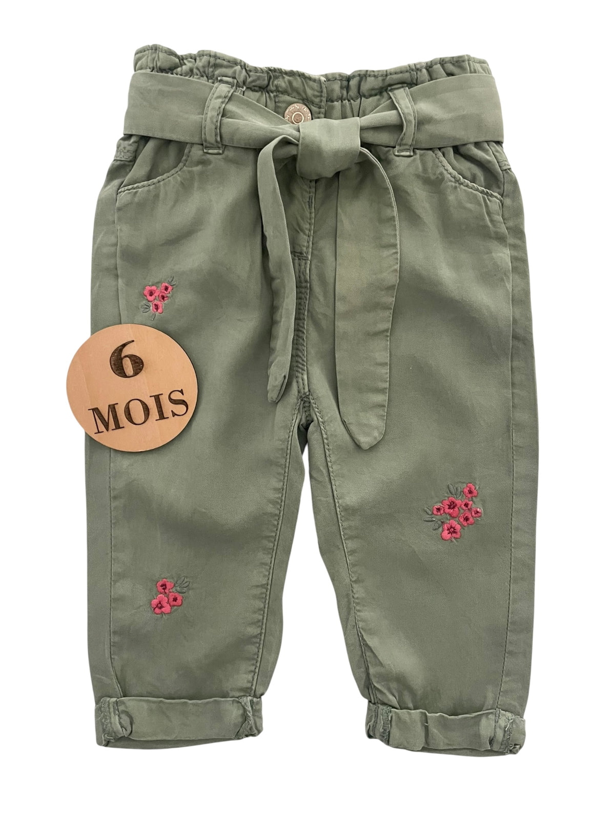 Pantalon souple, vert, fleurie, TAO