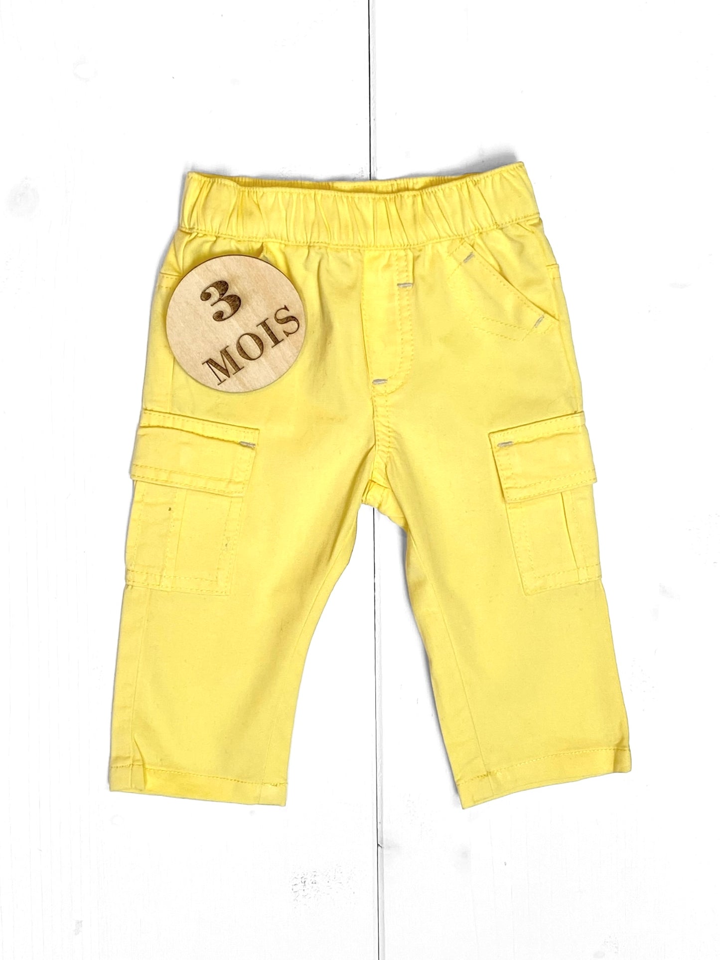 Pantalon toile, jaune, Vertbaudet