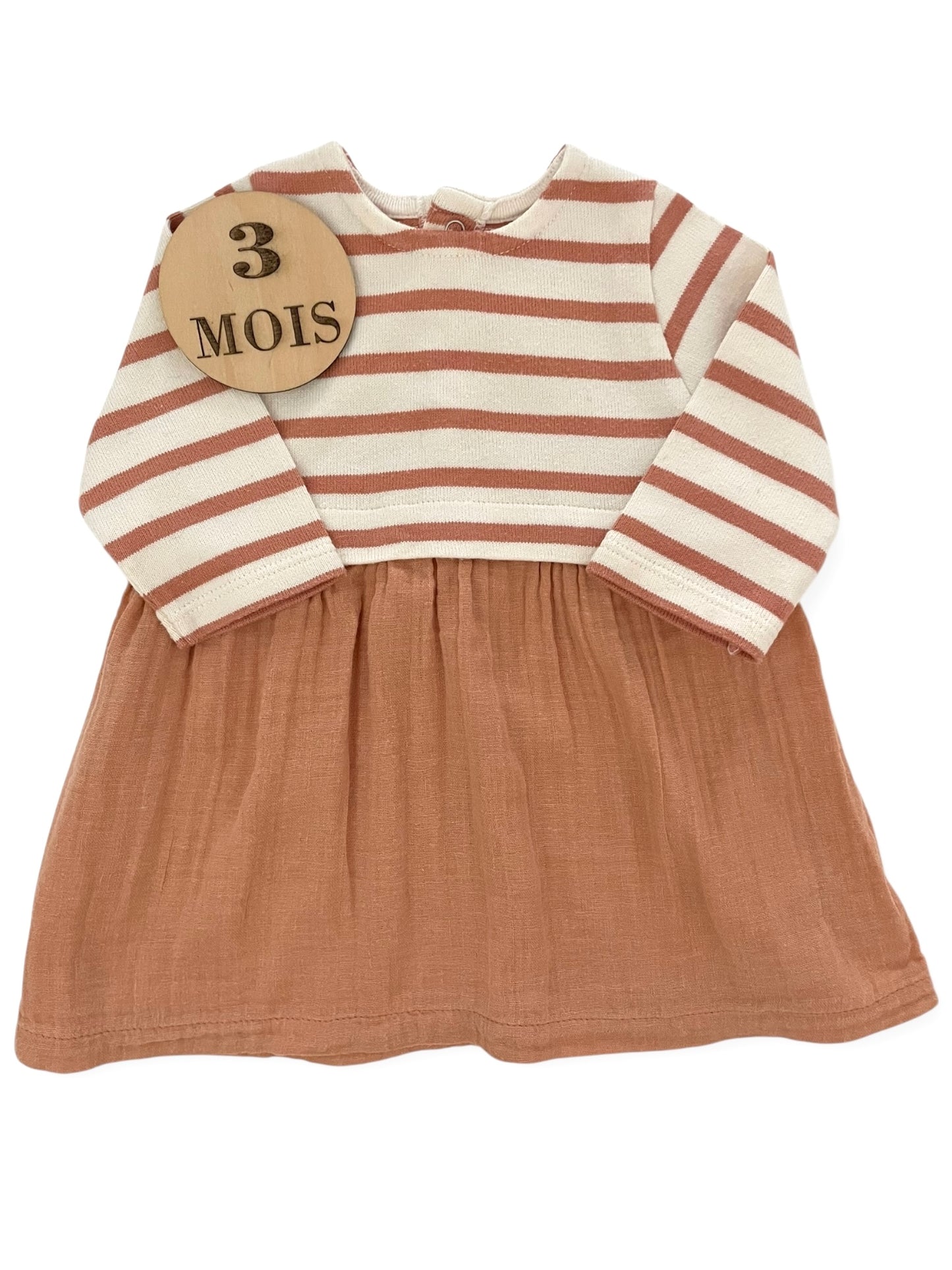 Robe rayé, jupe en gaze de coton, Petit Bateau
