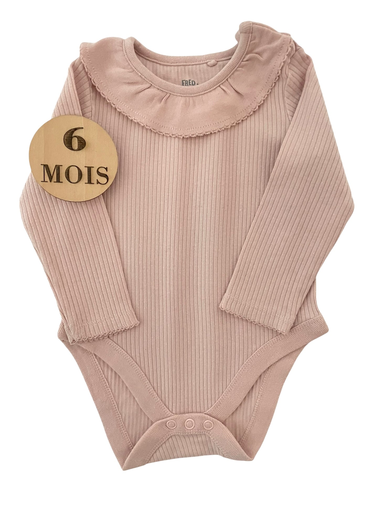Body à col, rose poudré, Fred & Flo