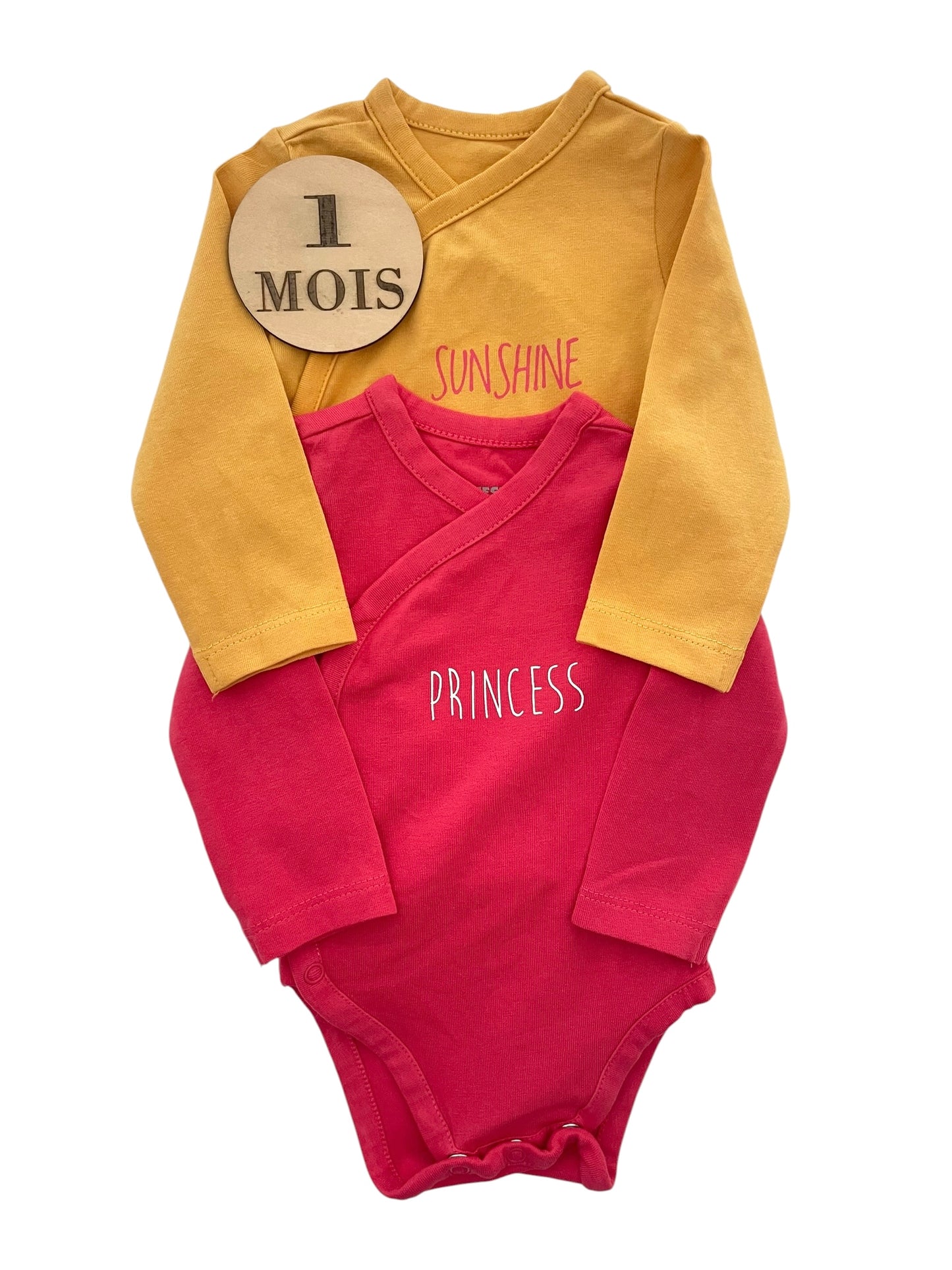 Lot 2 bodies, jaune et rose, TAO