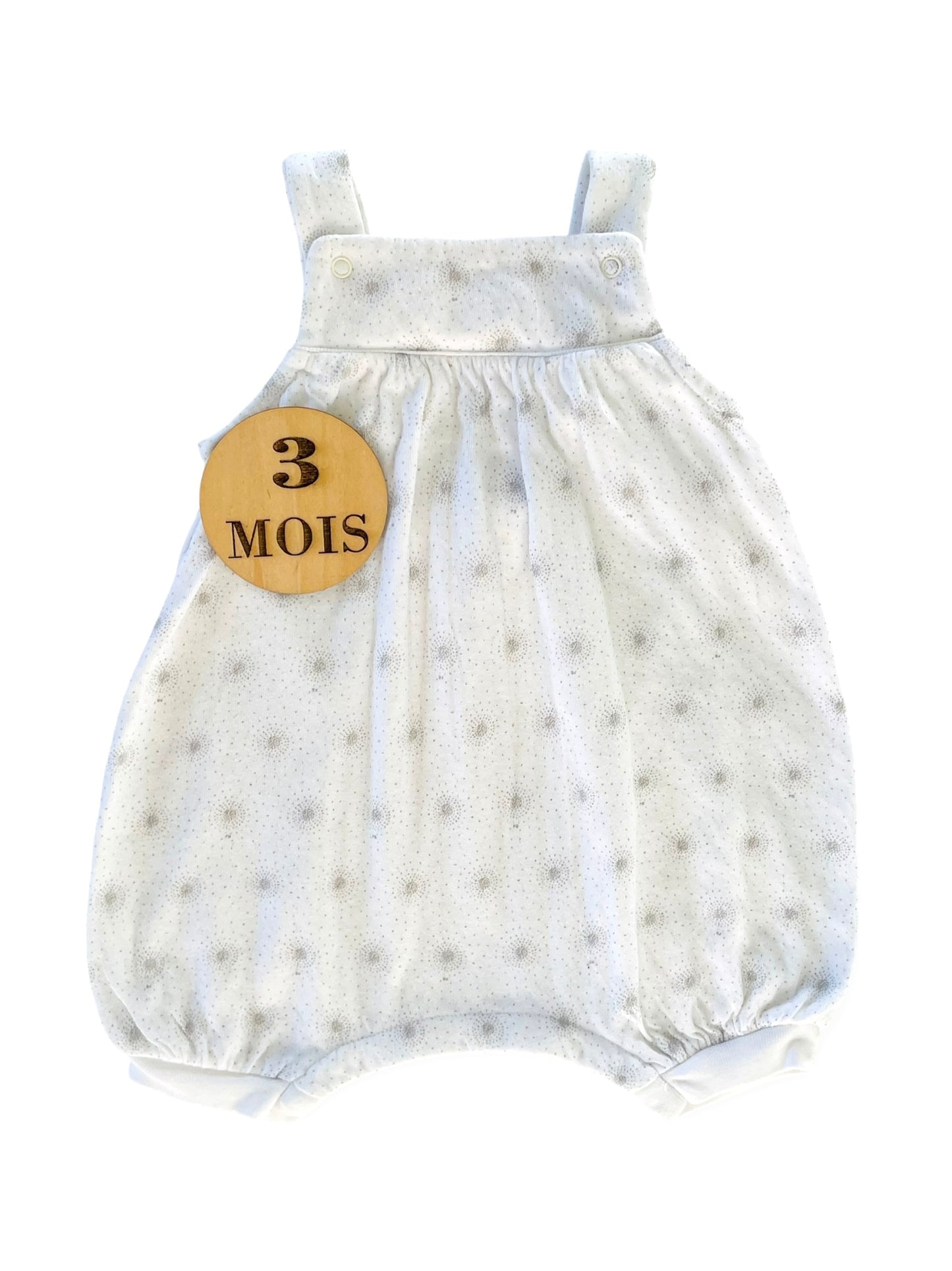 Combishort / barboteuse en coton, blanche, Petit Bateau