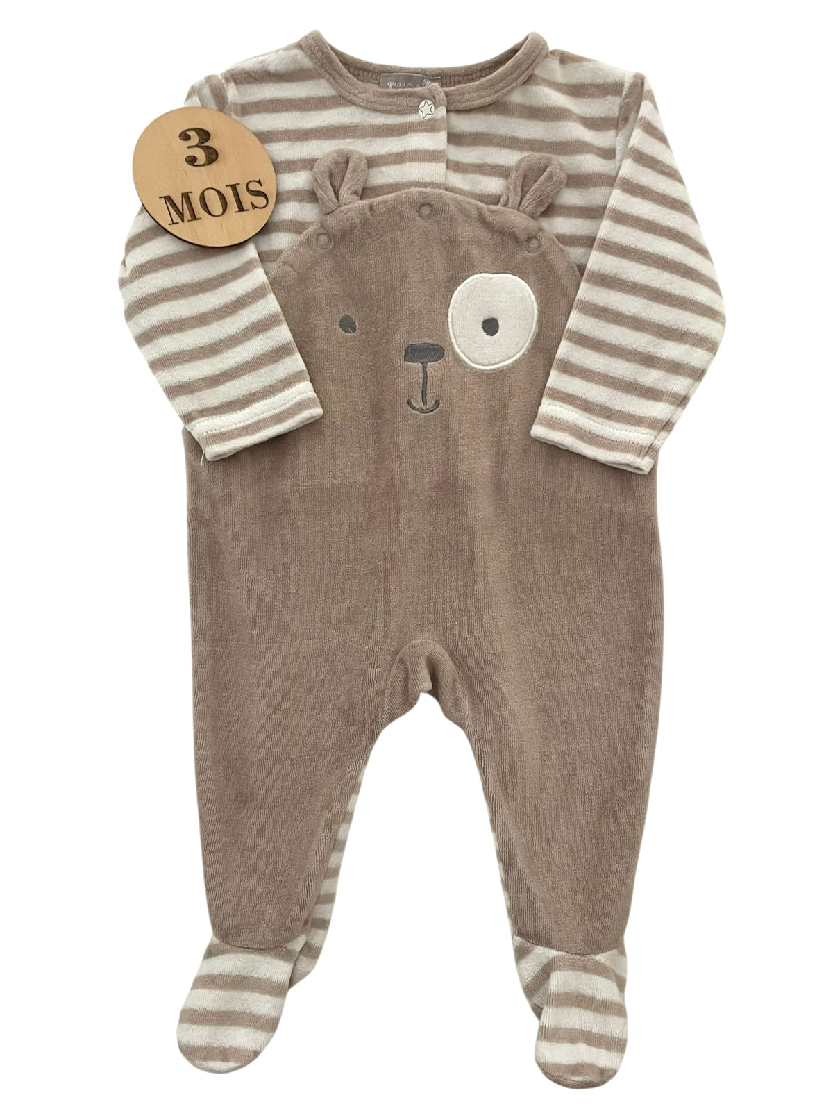 Pyjama velours rayé marron, Grain de blé