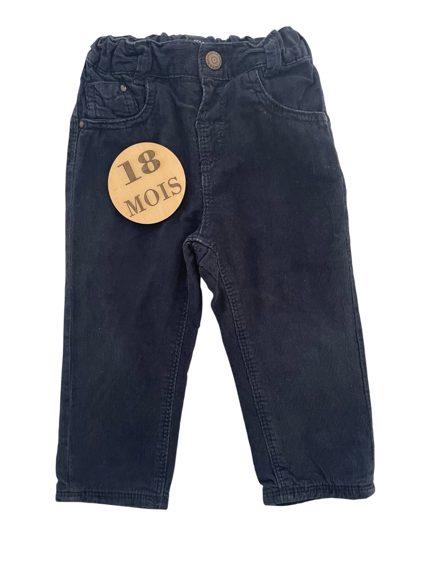 Pantalon velours bleu-nuit, Kiabi
