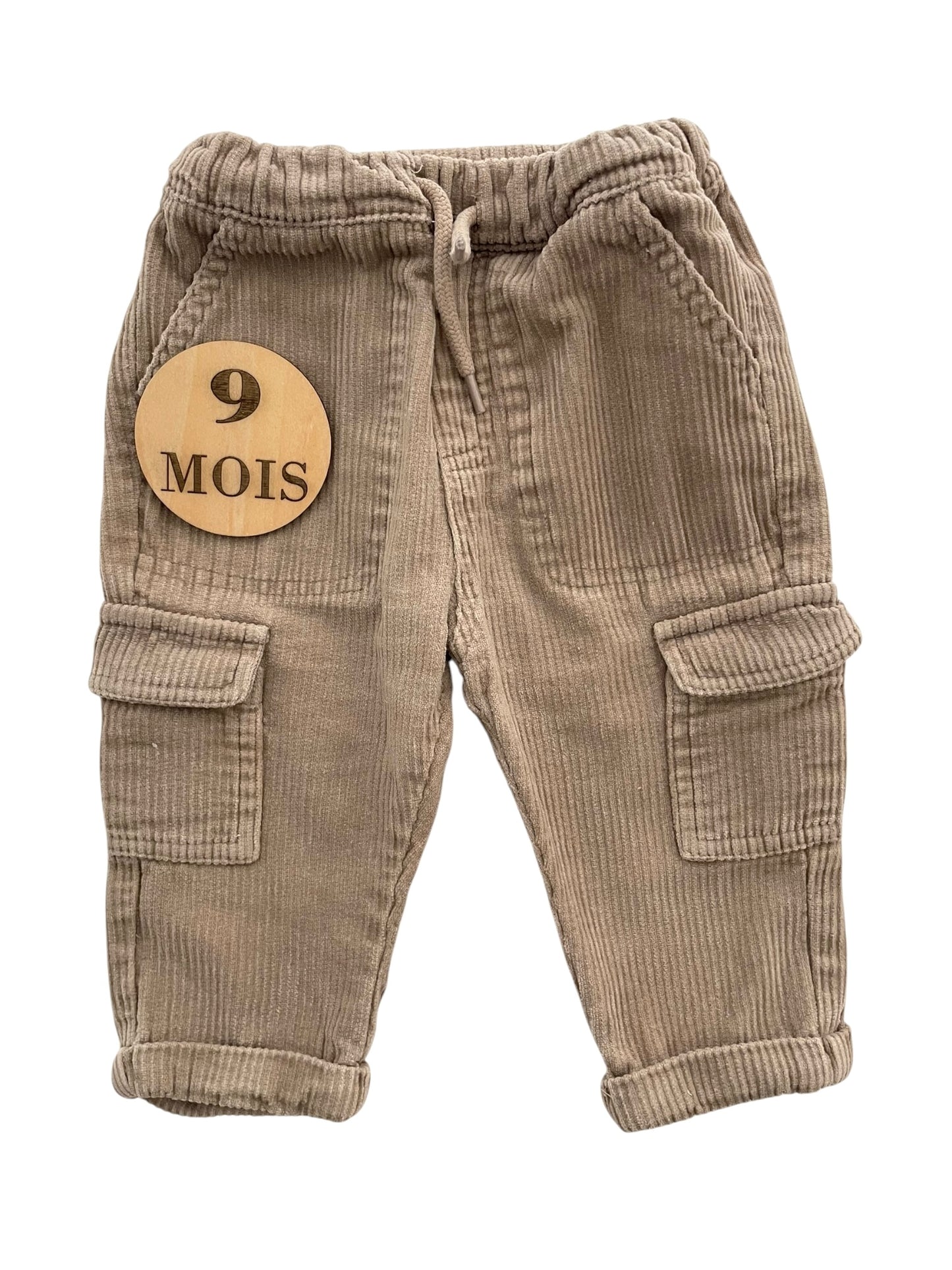 Pantalon velours beige, Vertbaudet