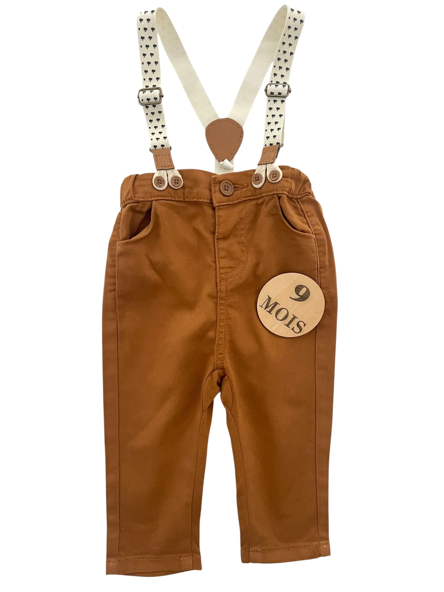 Chino marron à bretelles, Kiabi