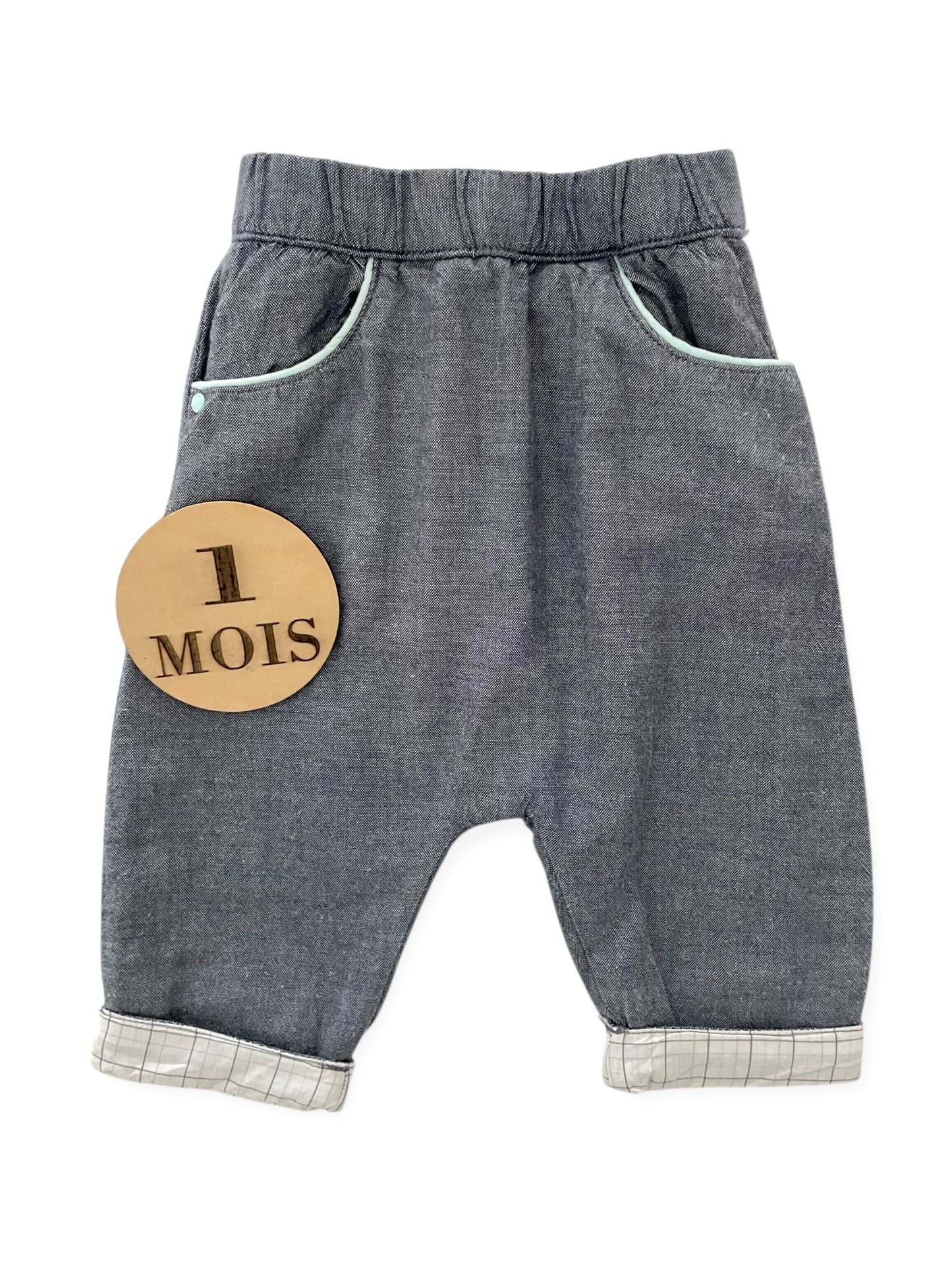 Pantalon bleu-gris, doublé coton, Obaïbi