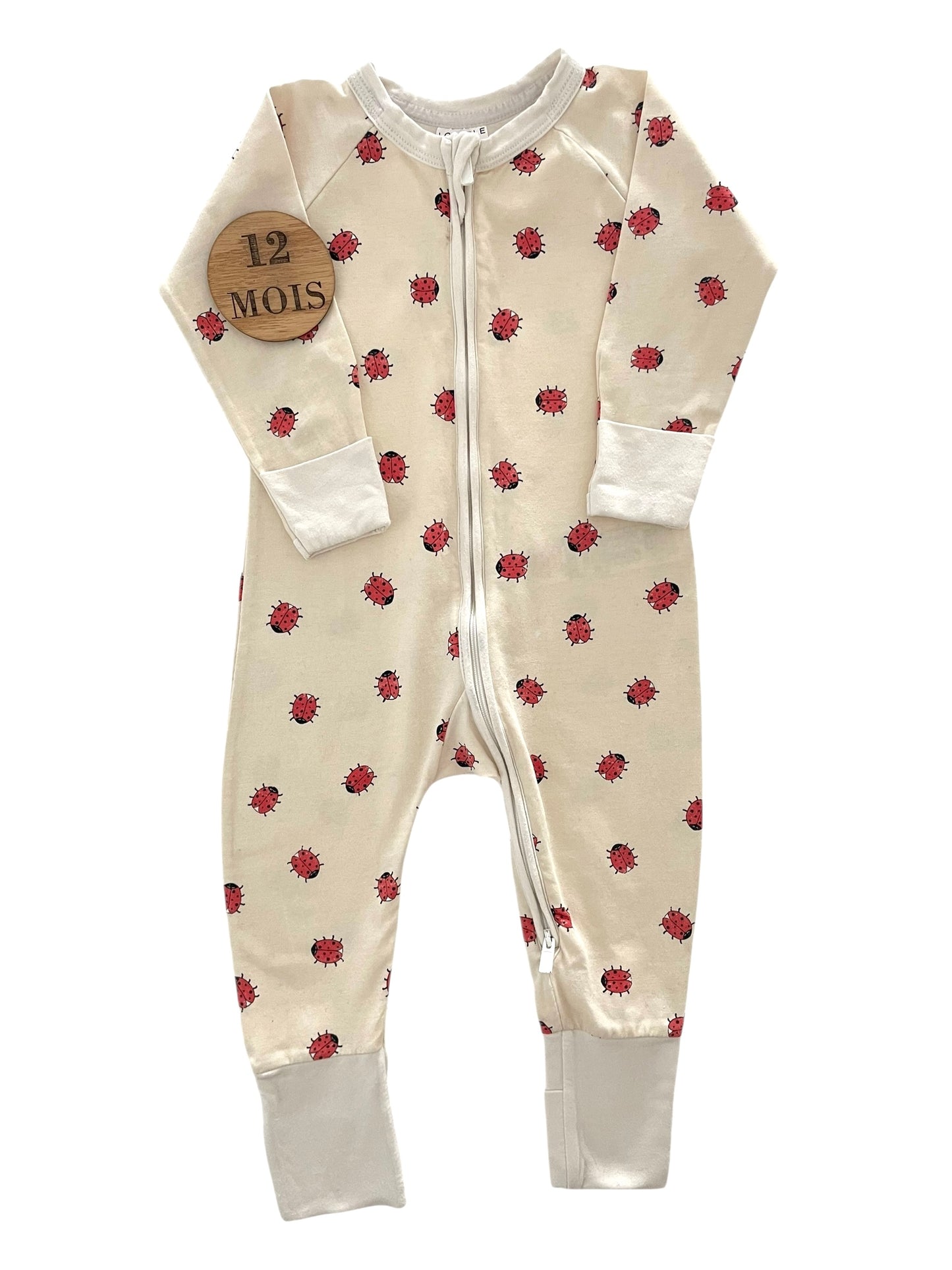 Pyjama coton, sans pied, coccinelles, DIM