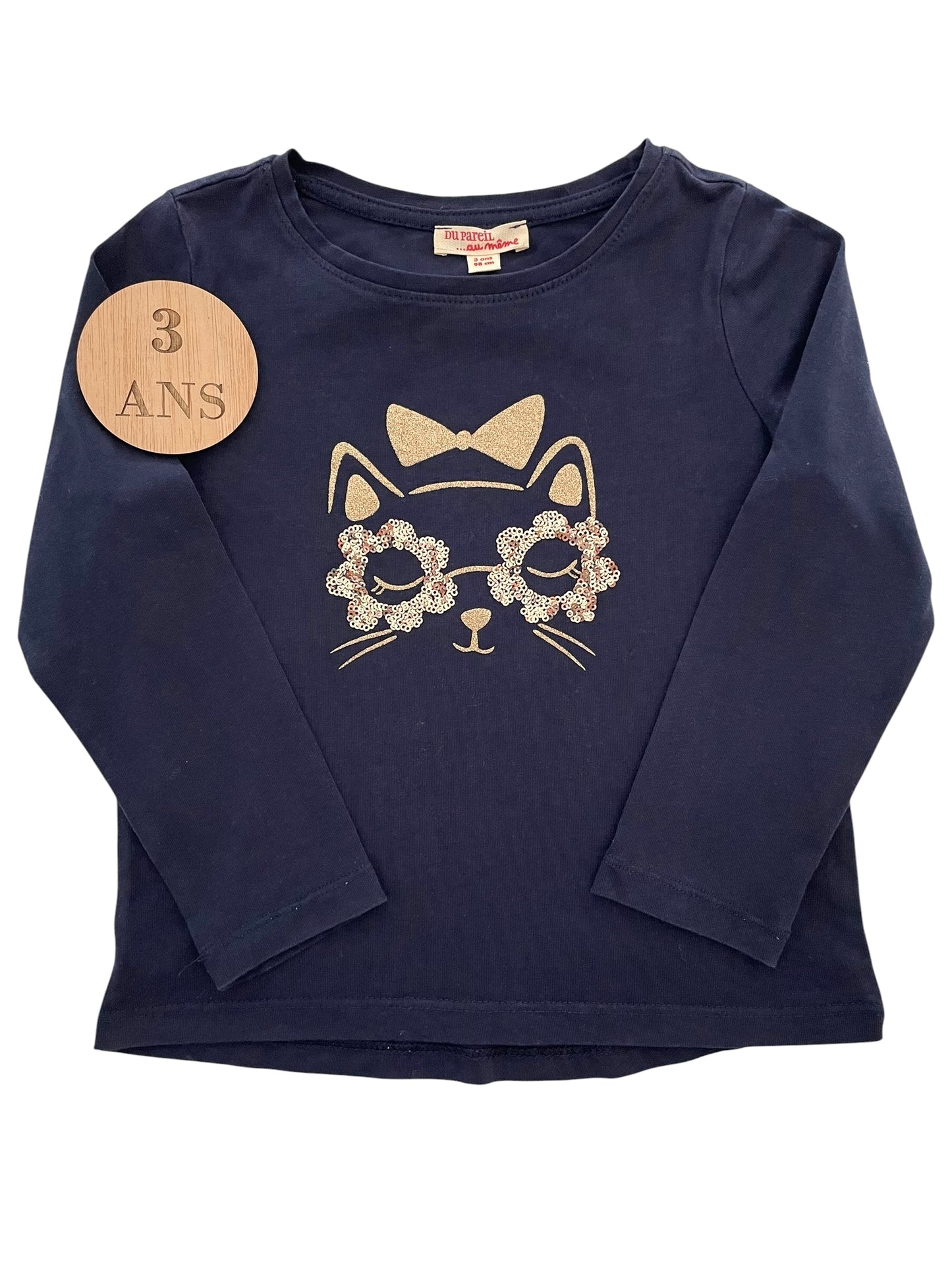 Tee-shirt bleu-nuit, chat, DPAM