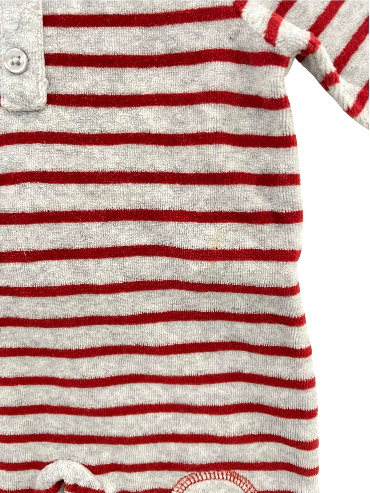 Pyjama velours rayé, rouge et gris, La Redoute