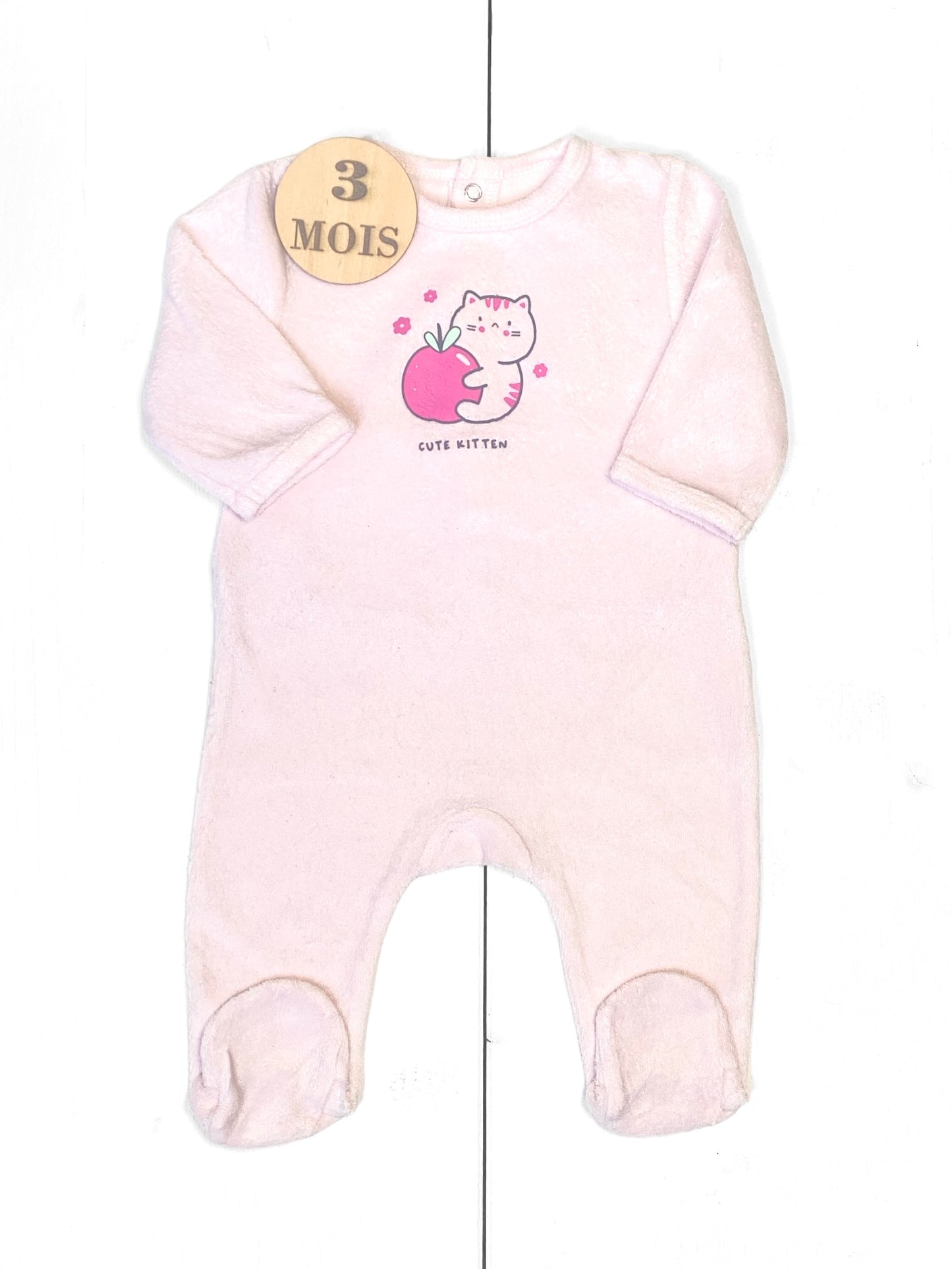 Pyjama velours, rose, chat, Kiabi