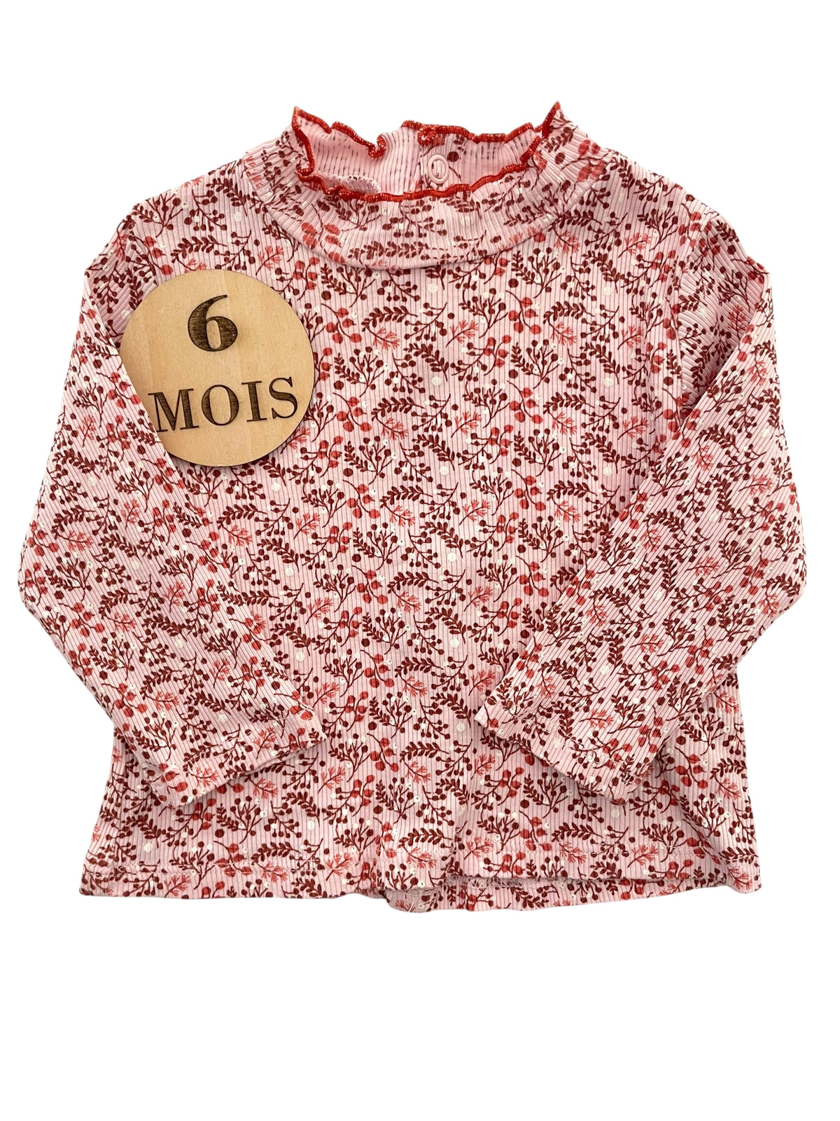 Tee-shirt côtelé, rose fleuri, Obaïbi