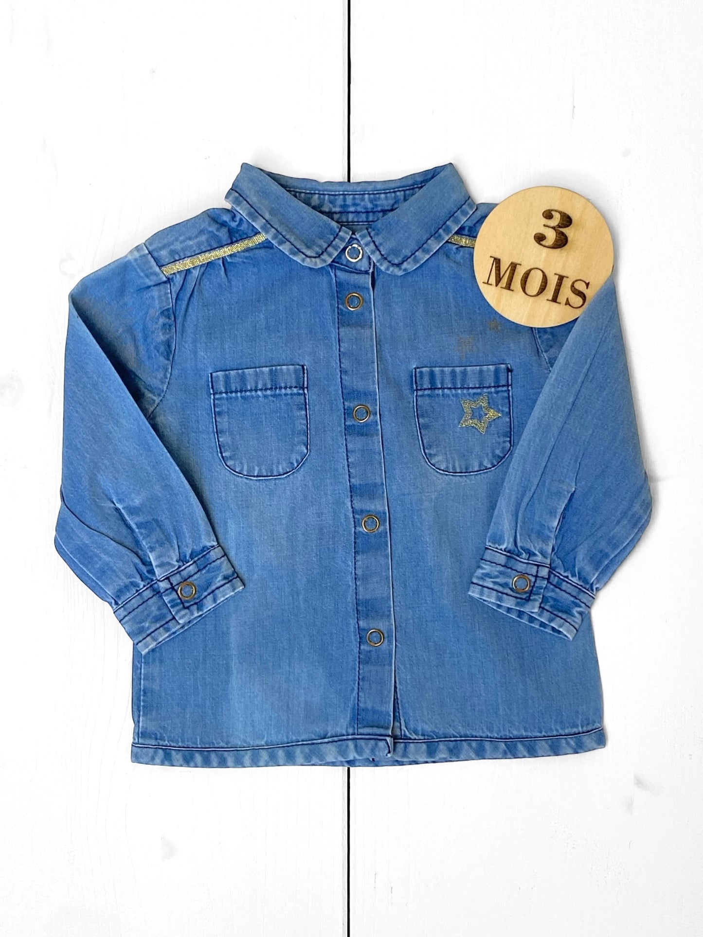 Chemise, couleur jean, Mes petits cailloux