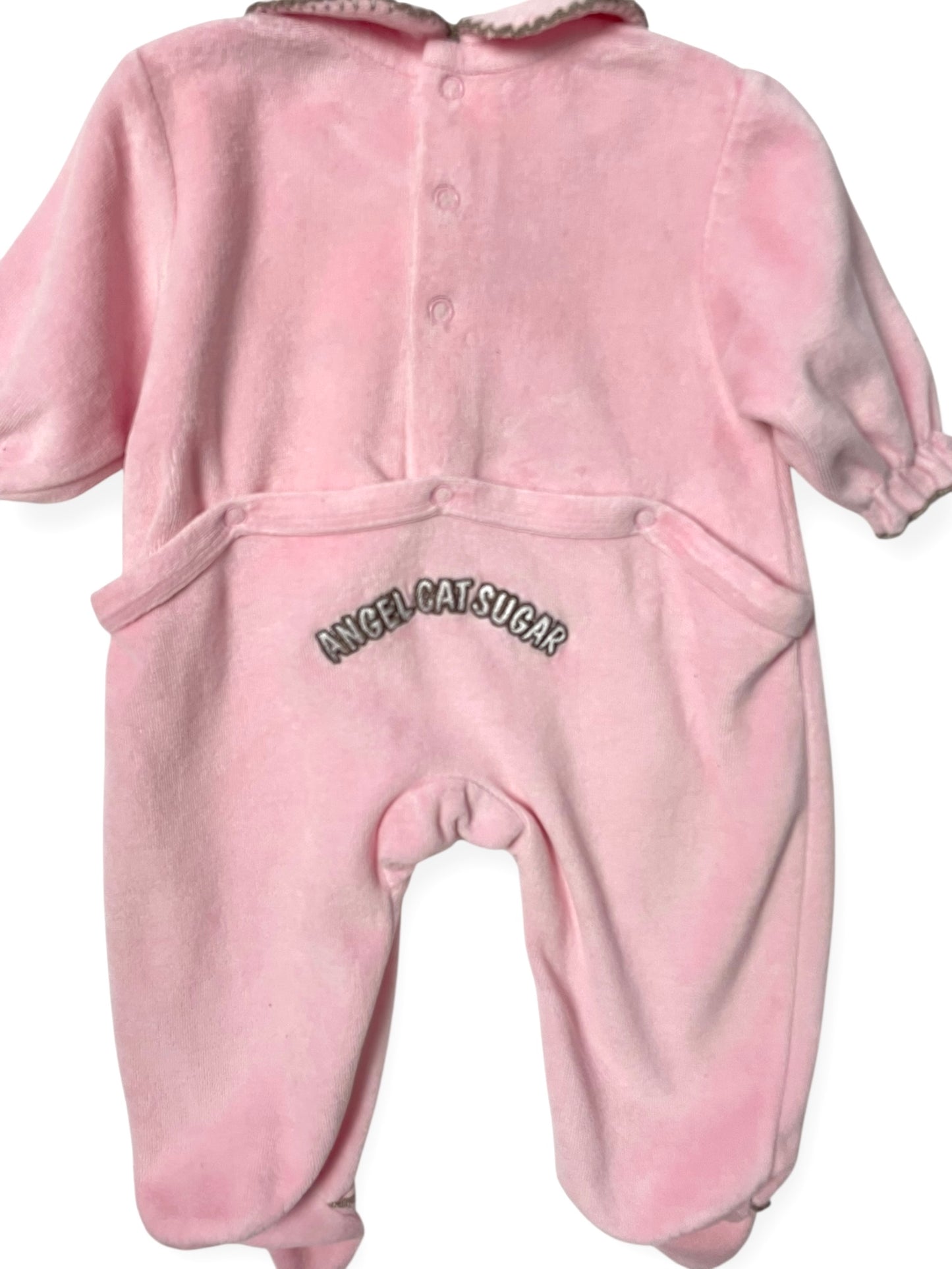 Pyjama velours vintage, rose à col